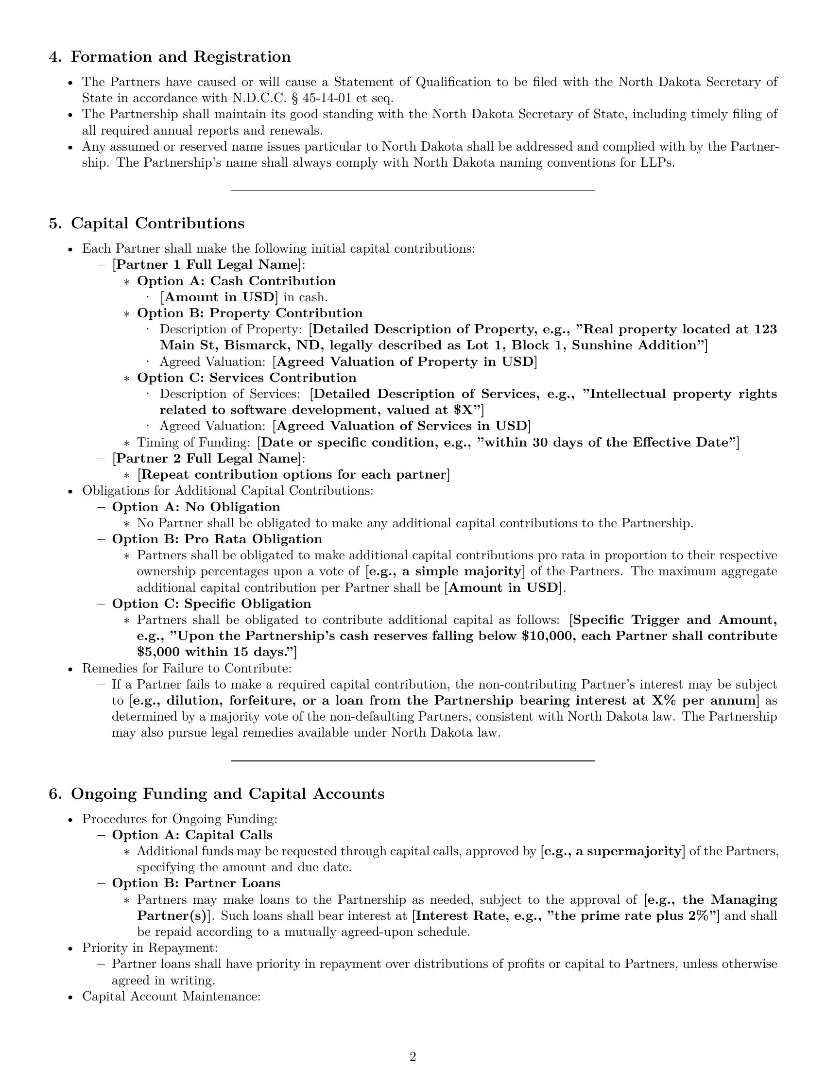 Preview page 2 of Pro North Dakota limited liability partnership agreement template