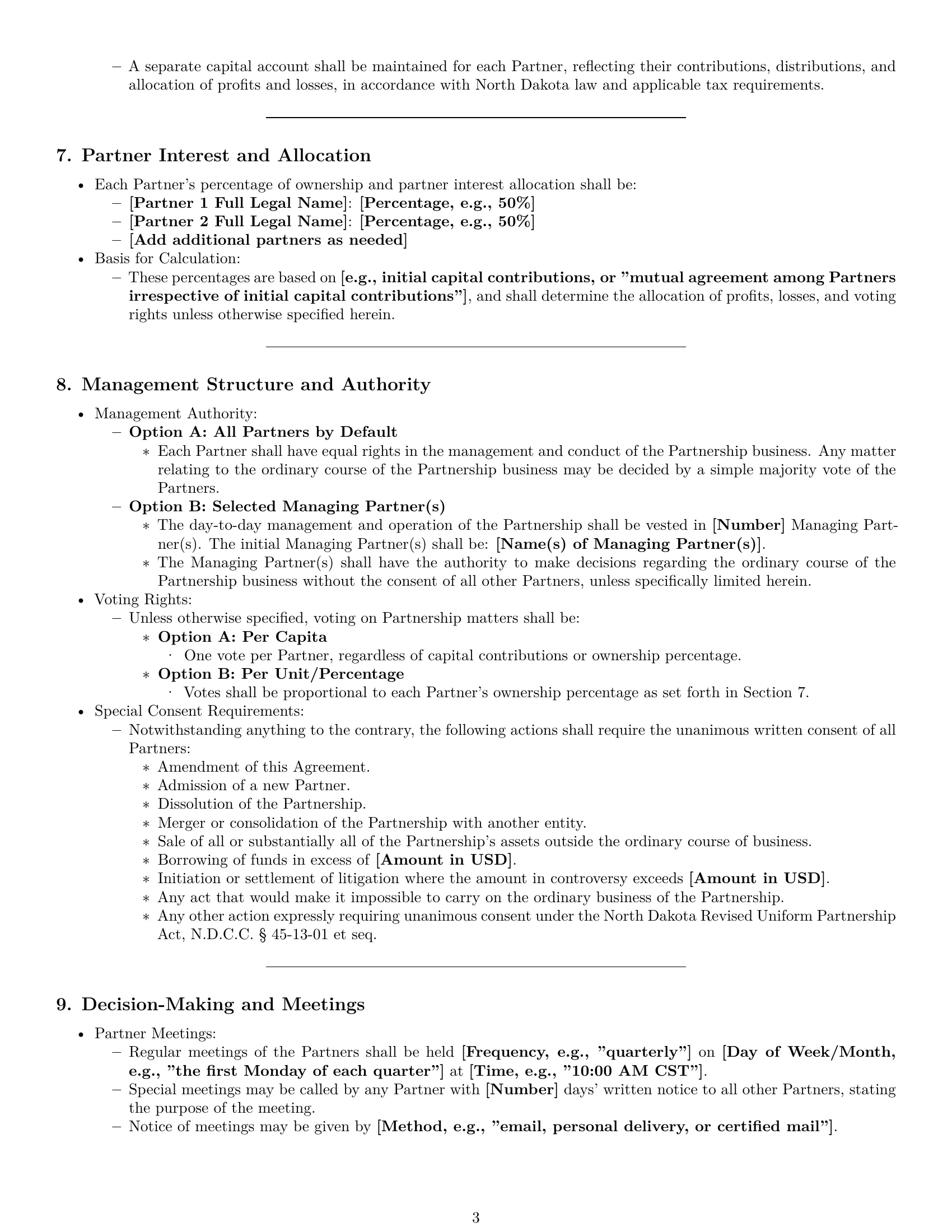 Preview page 3 of Pro North Dakota limited liability partnership agreement template