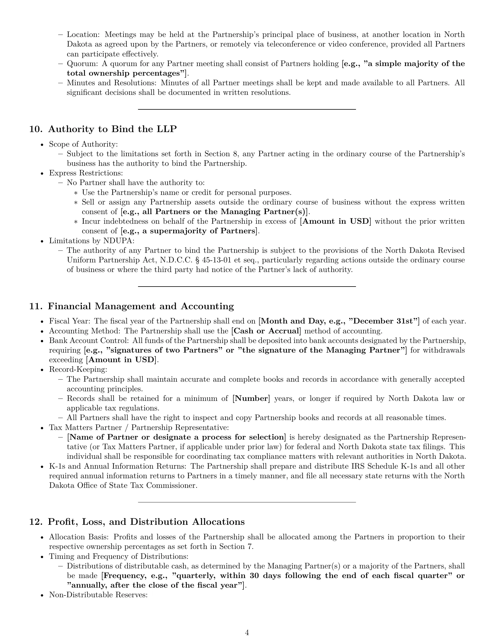 Preview page 4 of Pro North Dakota limited liability partnership agreement template