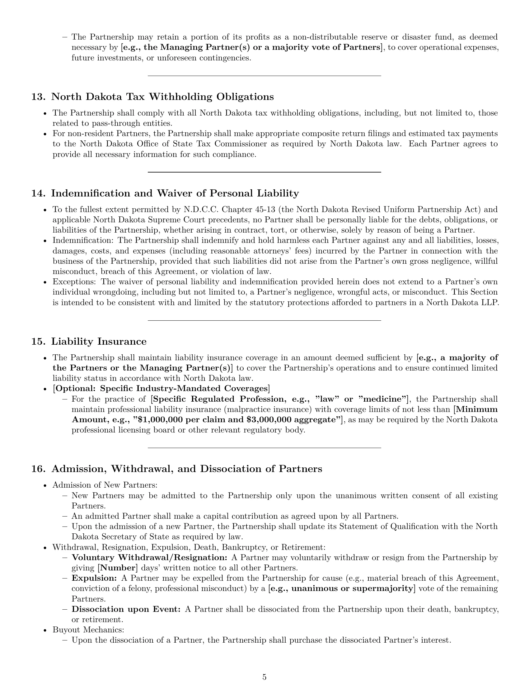 Preview page 5 of Pro North Dakota limited liability partnership agreement template