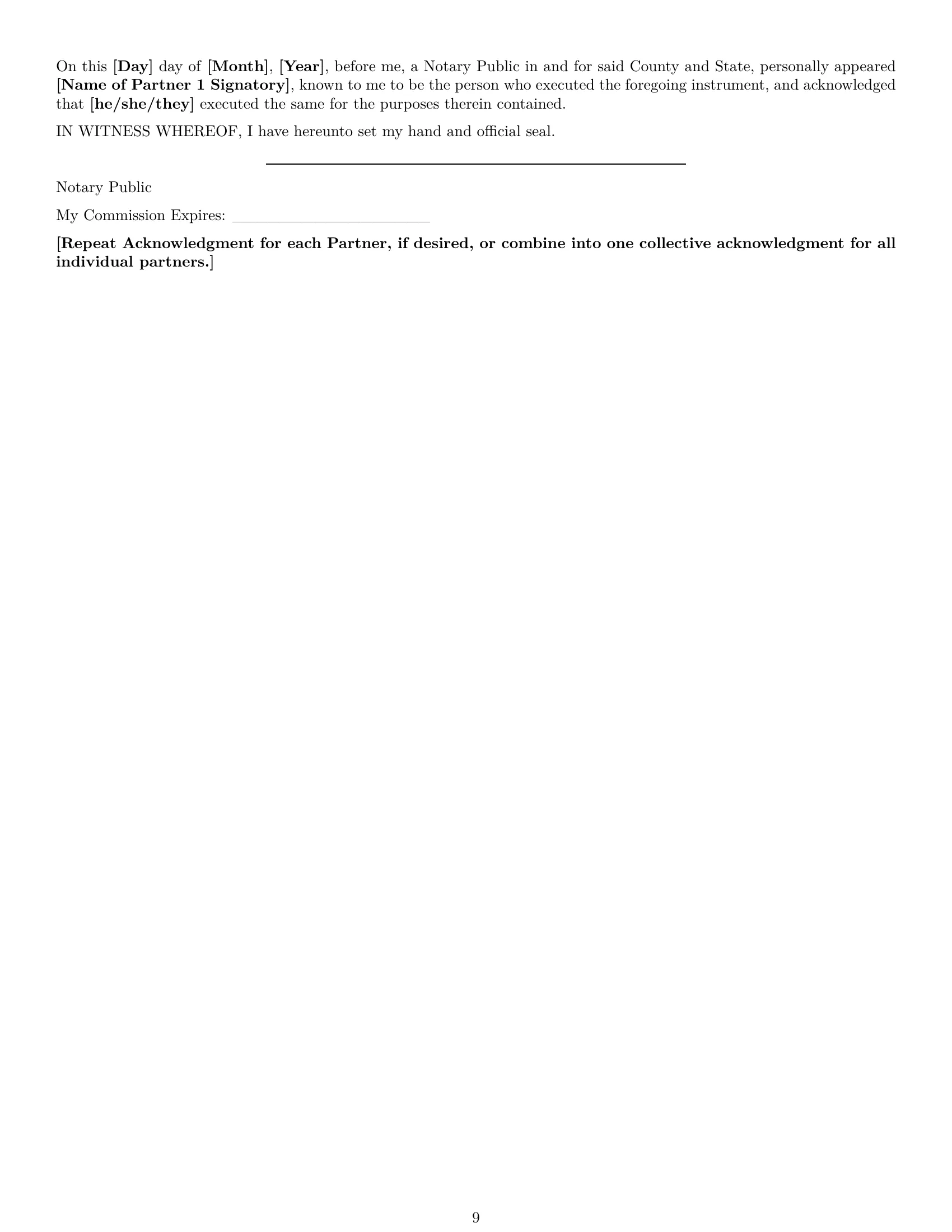 Preview page 9 of Pro North Dakota limited liability partnership agreement template