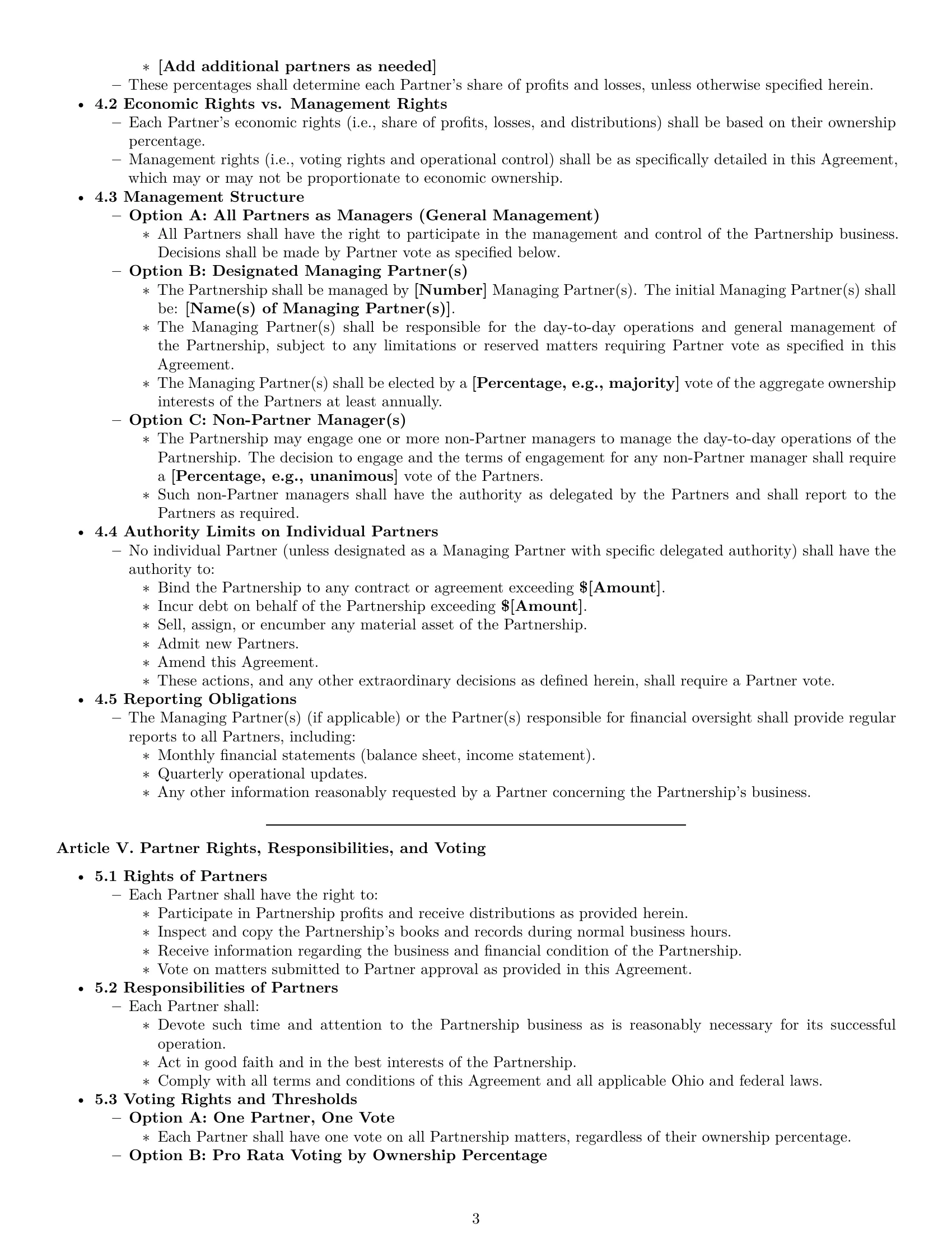 Preview page 3 of Pro Ohio limited liability partnership agreement template