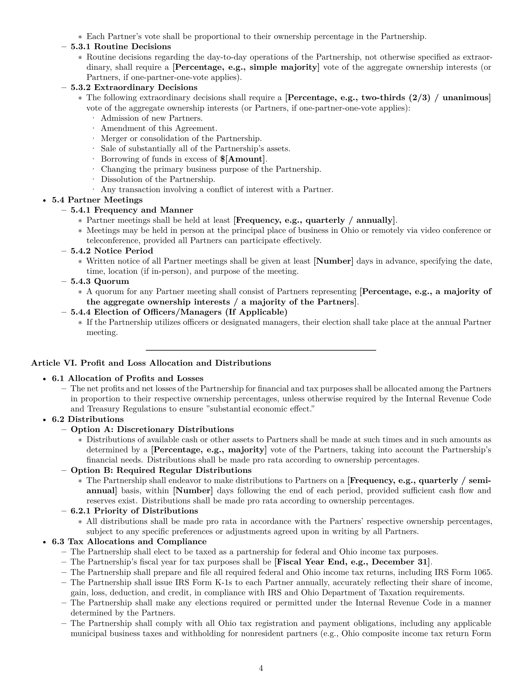 Preview page 4 of Pro Ohio limited liability partnership agreement template