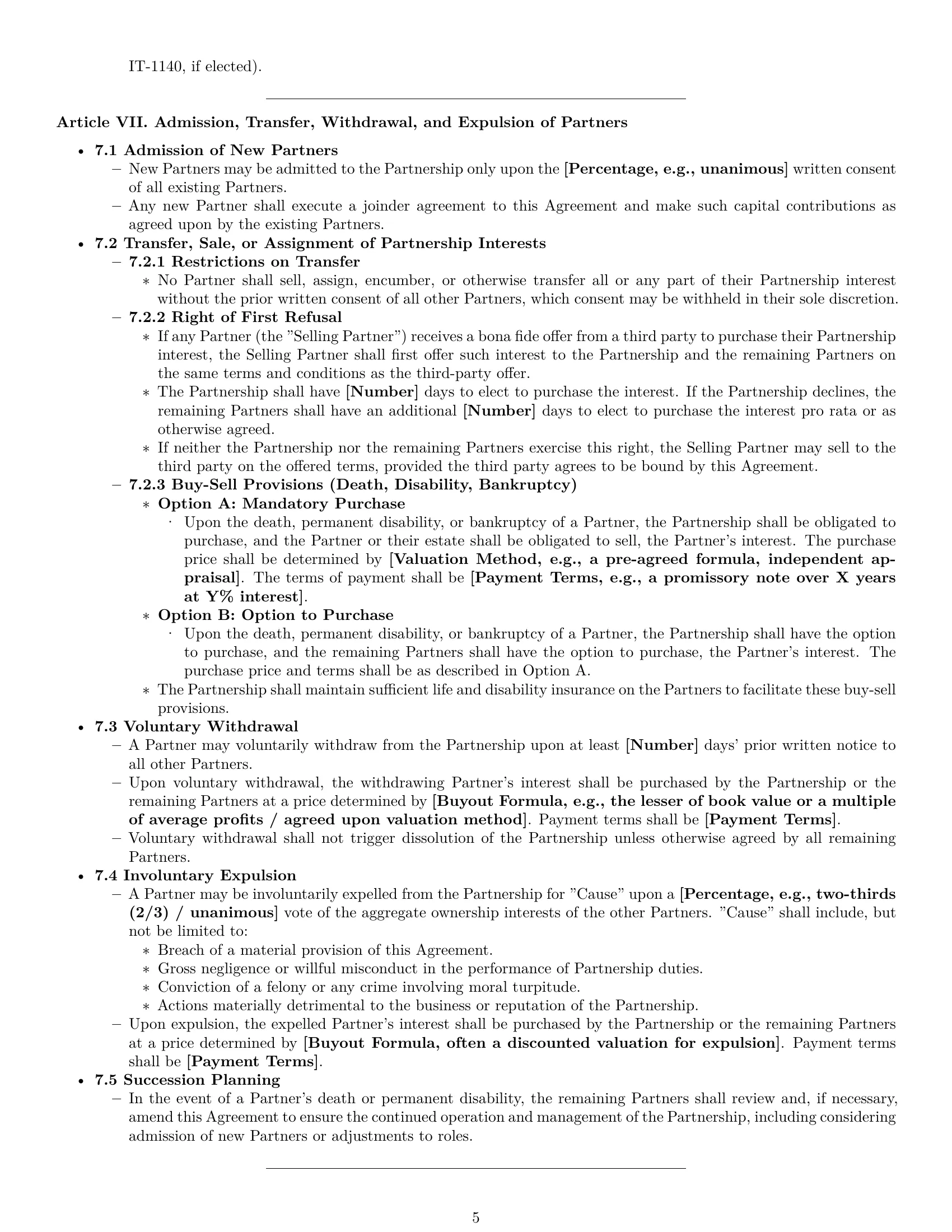 Preview page 5 of Pro Ohio limited liability partnership agreement template