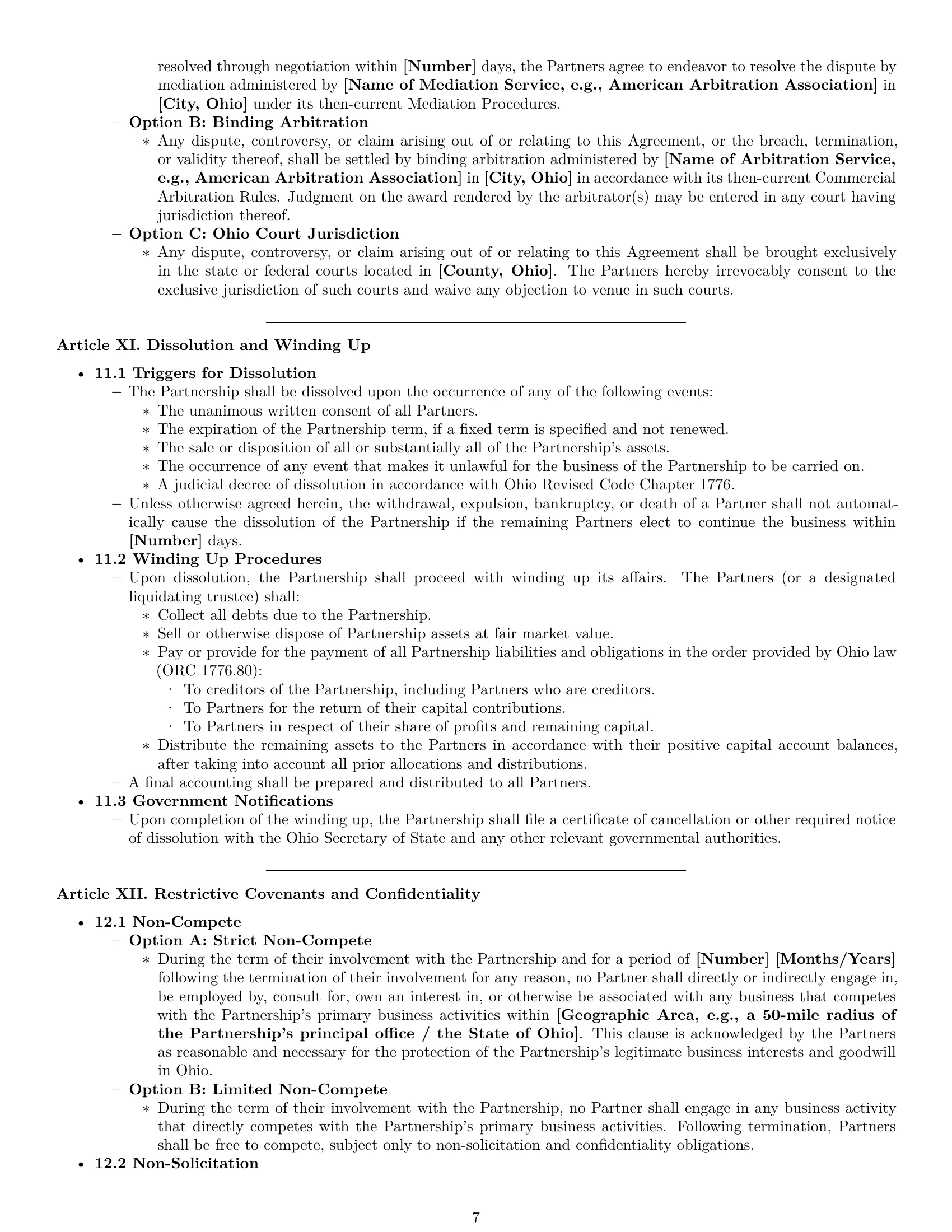 Preview page 7 of Pro Ohio limited liability partnership agreement template