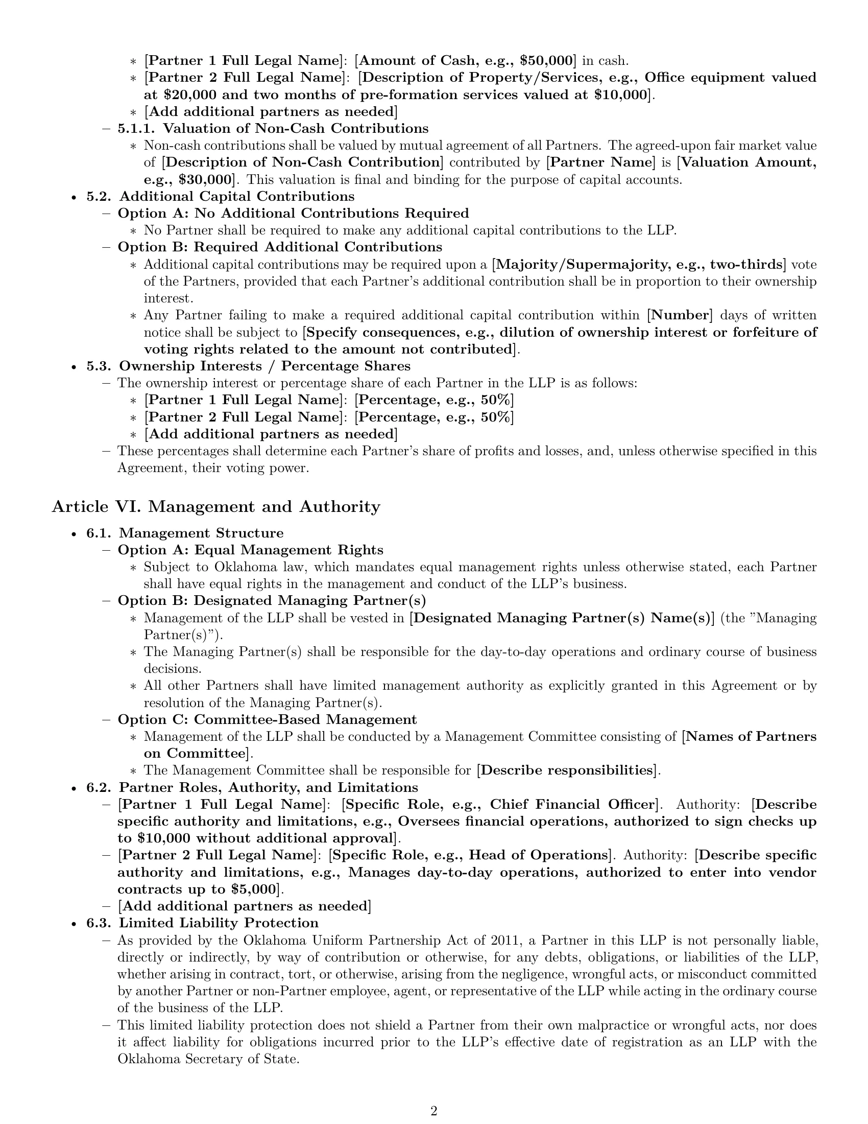 Preview page 2 of Pro Oklahoma limited liability partnership agreement template