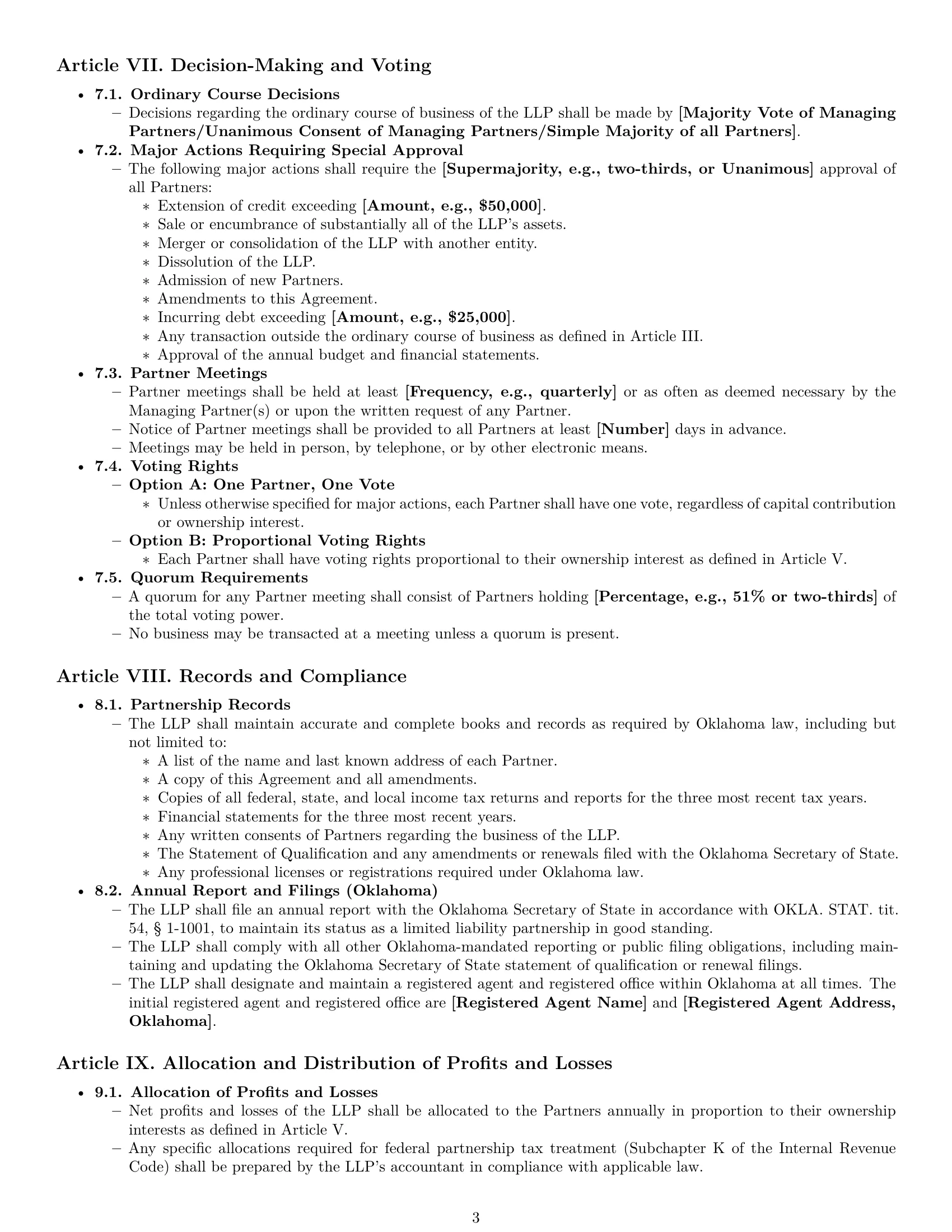 Preview page 3 of Pro Oklahoma limited liability partnership agreement template