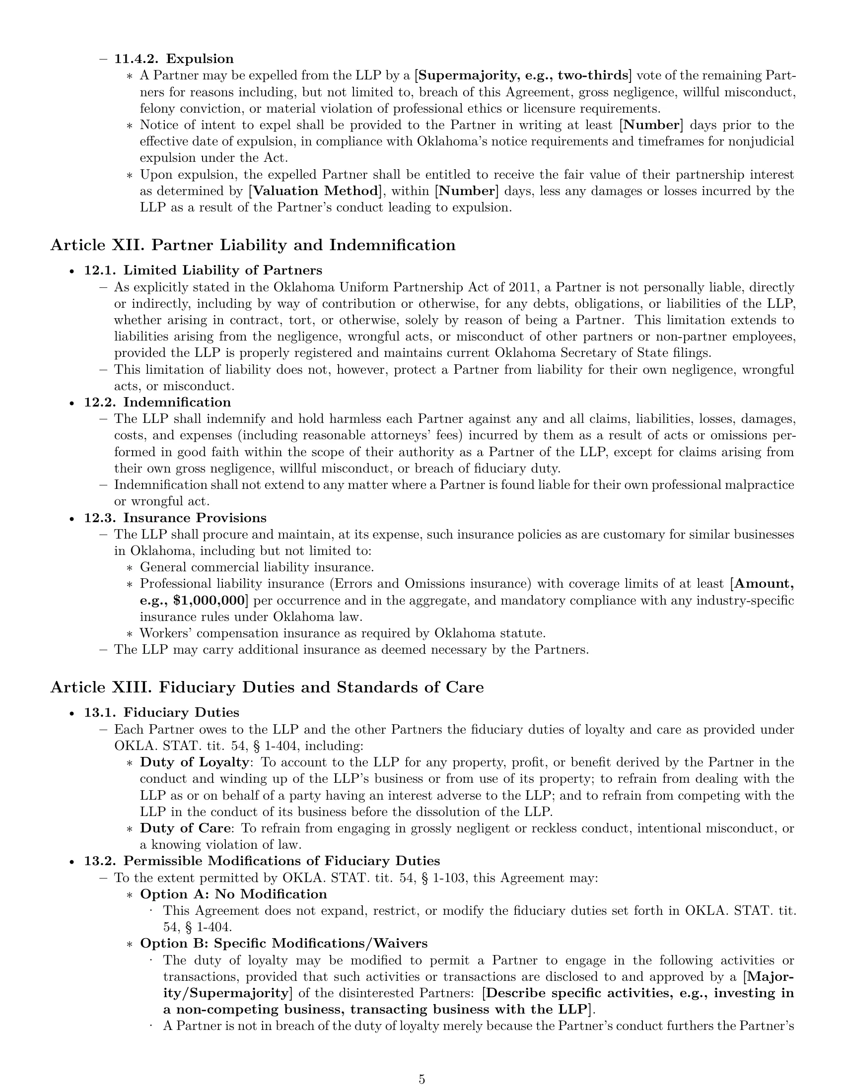 Preview page 5 of Pro Oklahoma limited liability partnership agreement template