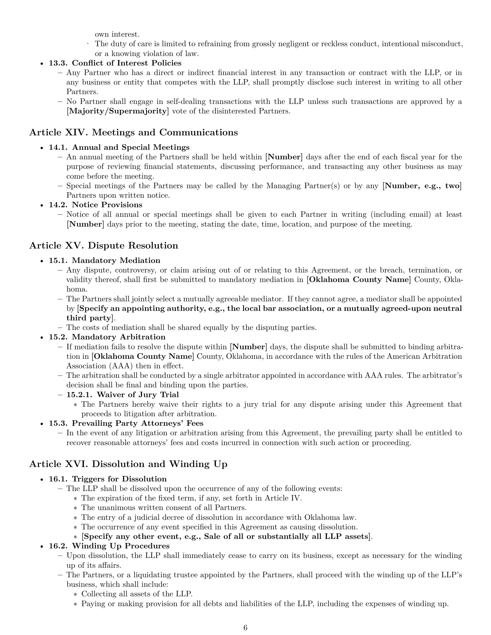 Preview page 6 of Pro Oklahoma limited liability partnership agreement template