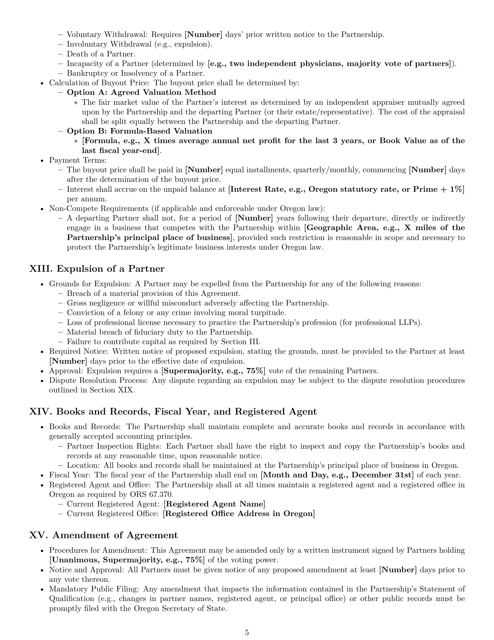 Preview page 5 of Pro Oregon limited liability partnership agreement template