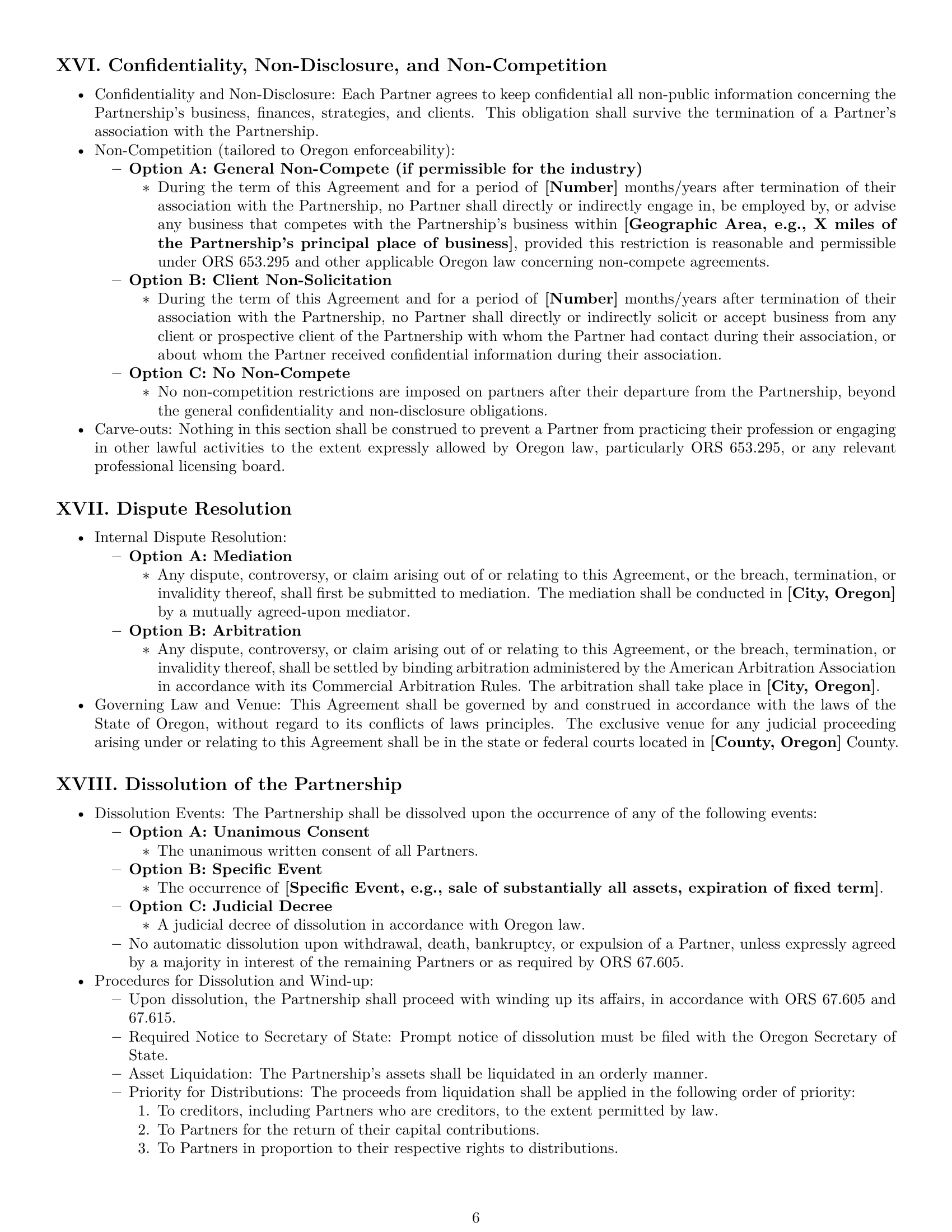 Preview page 6 of Pro Oregon limited liability partnership agreement template