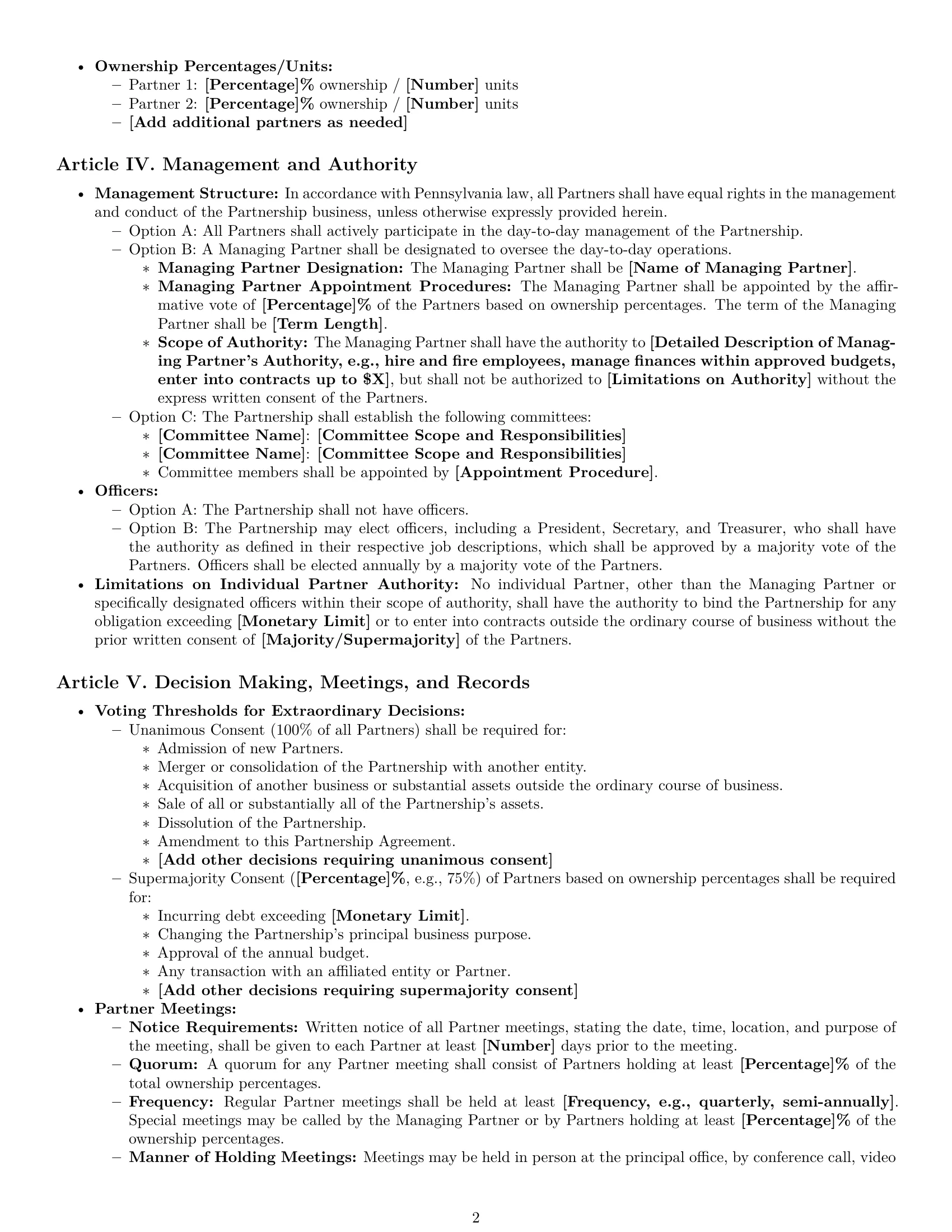 Preview page 2 of Pro Pennsylvania limited liability partnership agreement template