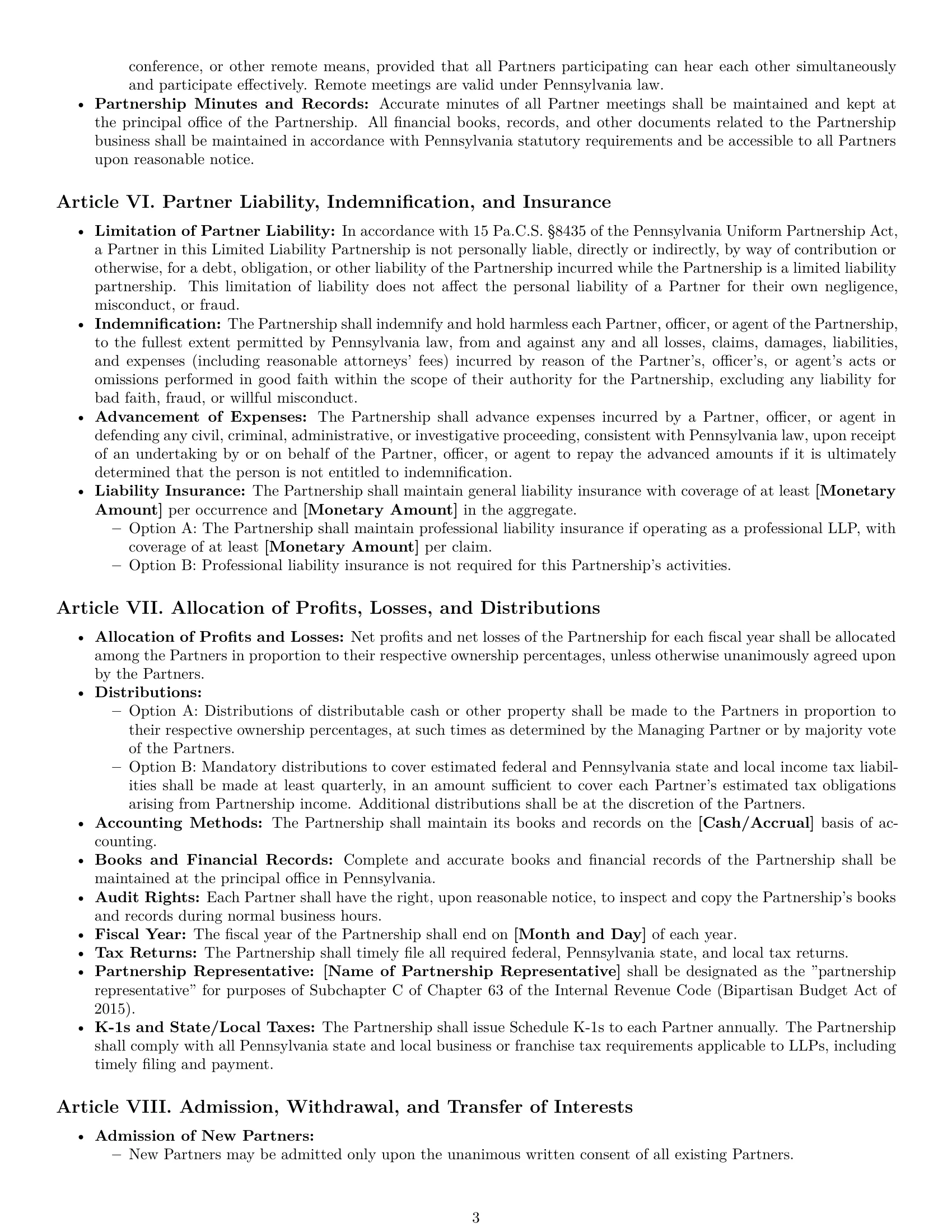 Preview page 3 of Pro Pennsylvania limited liability partnership agreement template