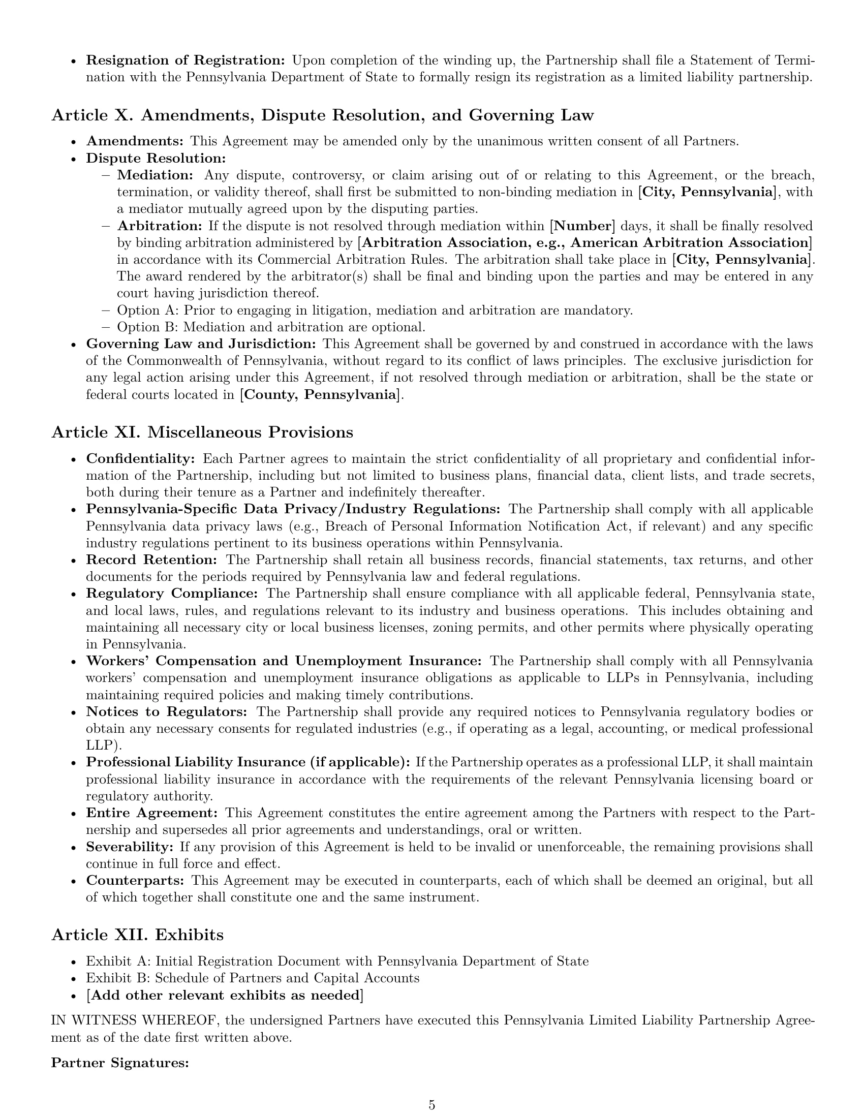 Preview page 5 of Pro Pennsylvania limited liability partnership agreement template
