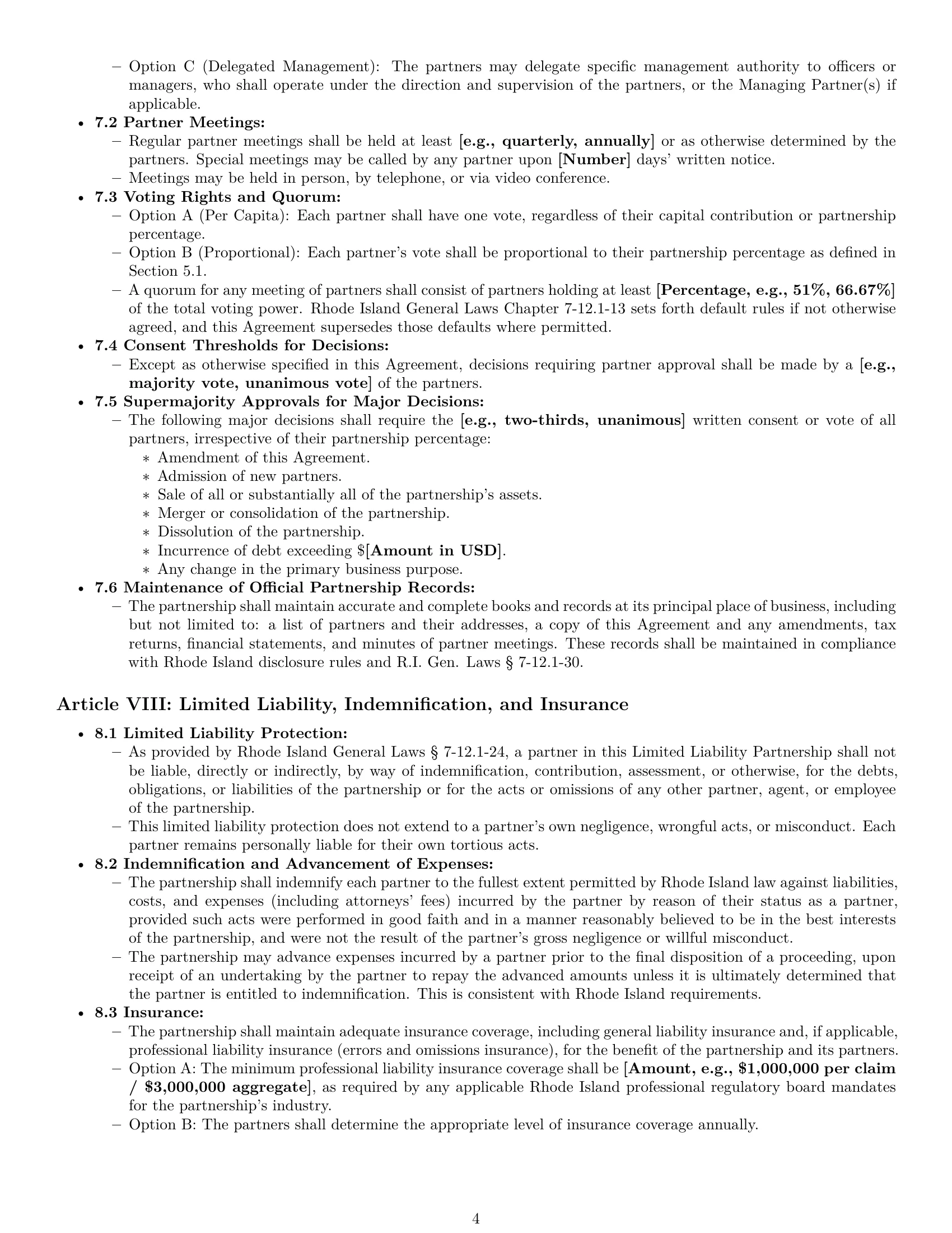 Preview page 4 of Pro Rhode Island limited liability partnership agreement template
