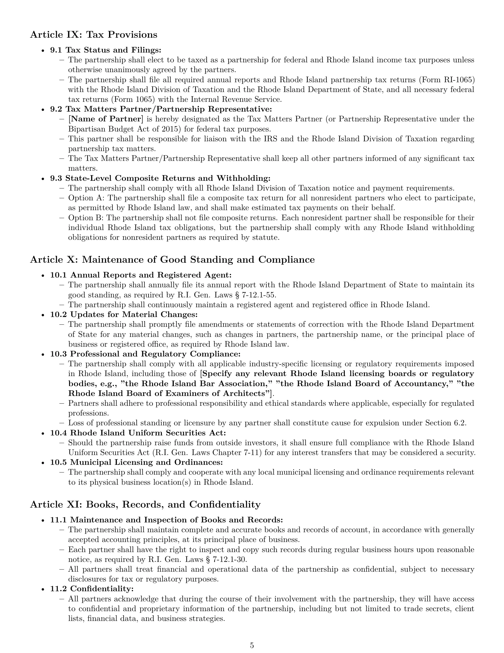 Preview page 5 of Pro Rhode Island limited liability partnership agreement template