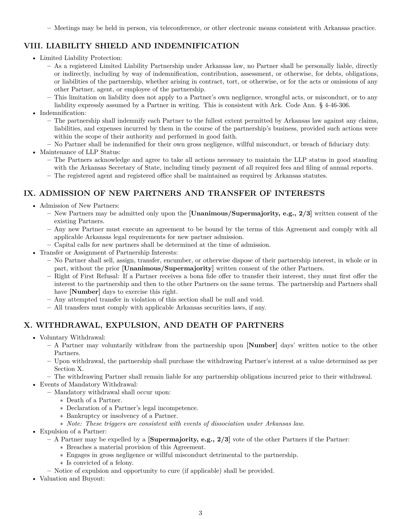 Preview page 3 of Pro Arkansas limited liability partnership agreement template