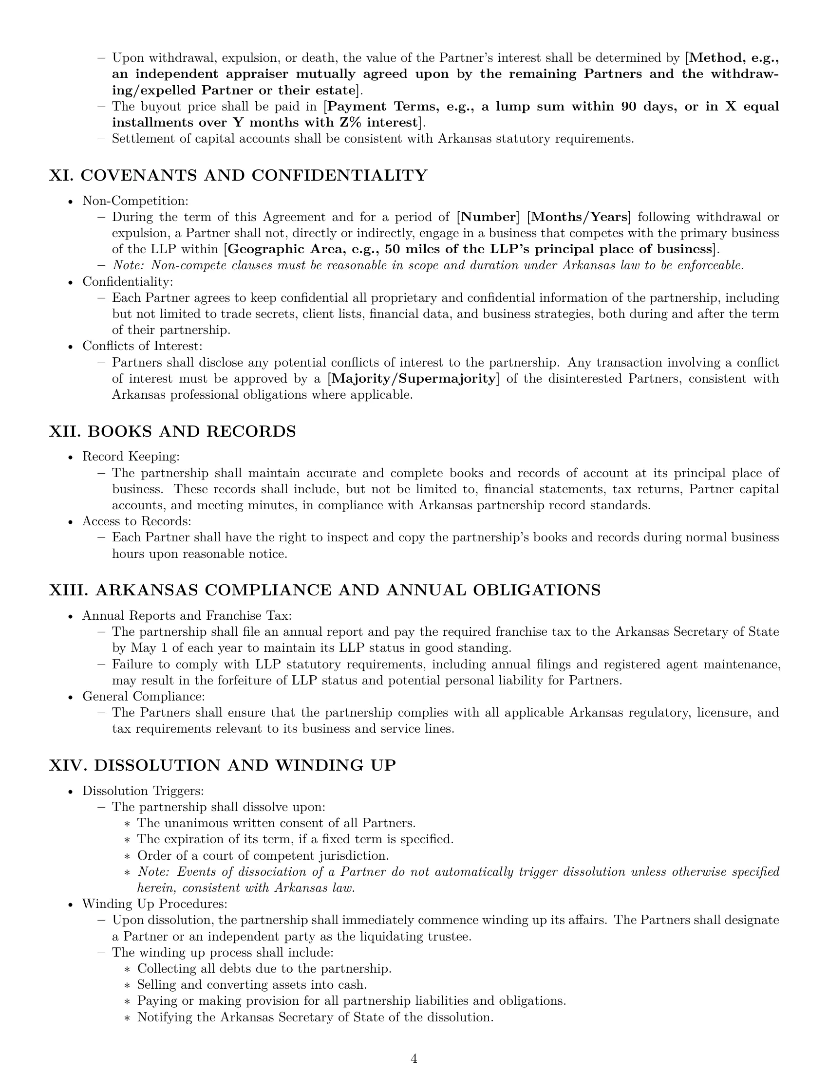 Preview page 4 of Pro Arkansas limited liability partnership agreement template