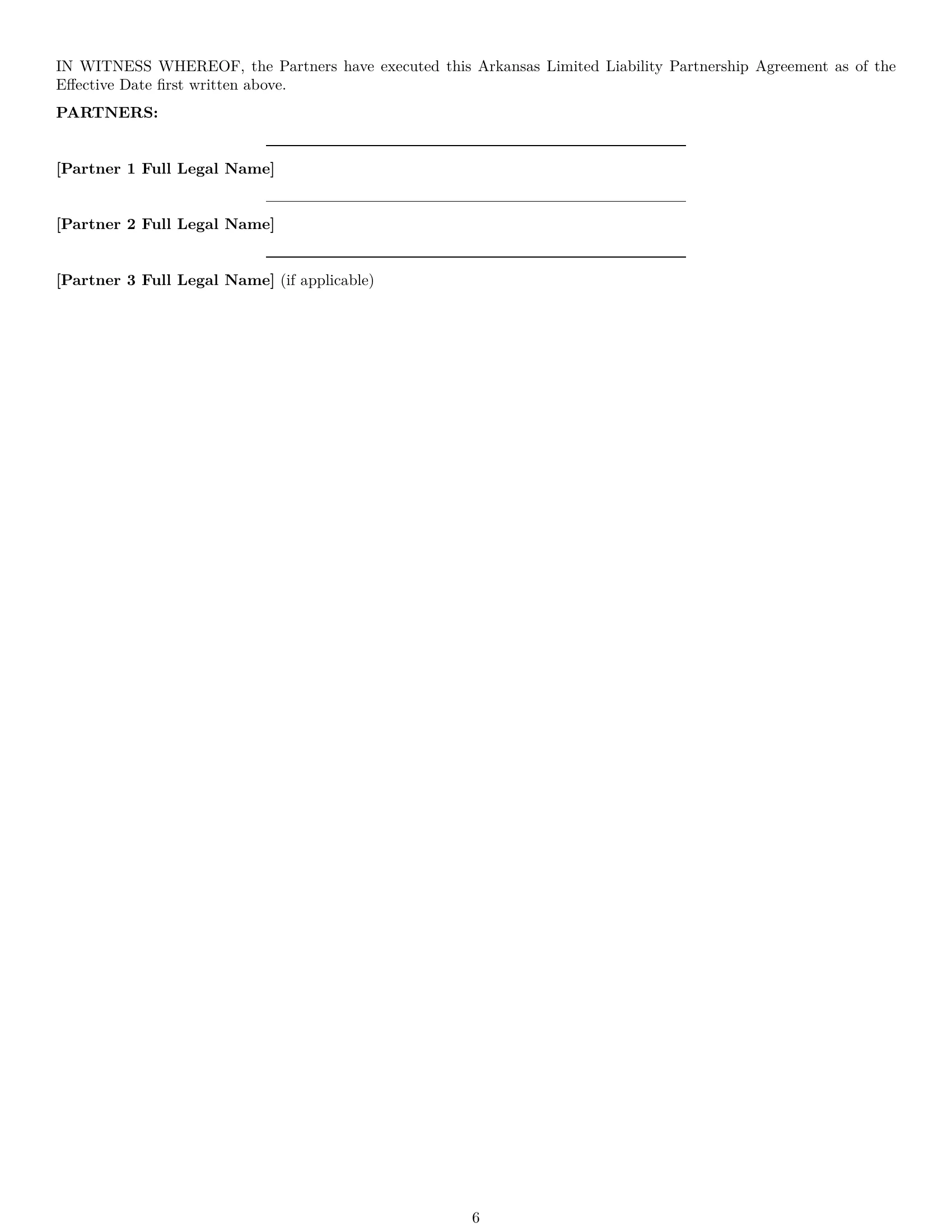 Preview page 6 of Pro Arkansas limited liability partnership agreement template