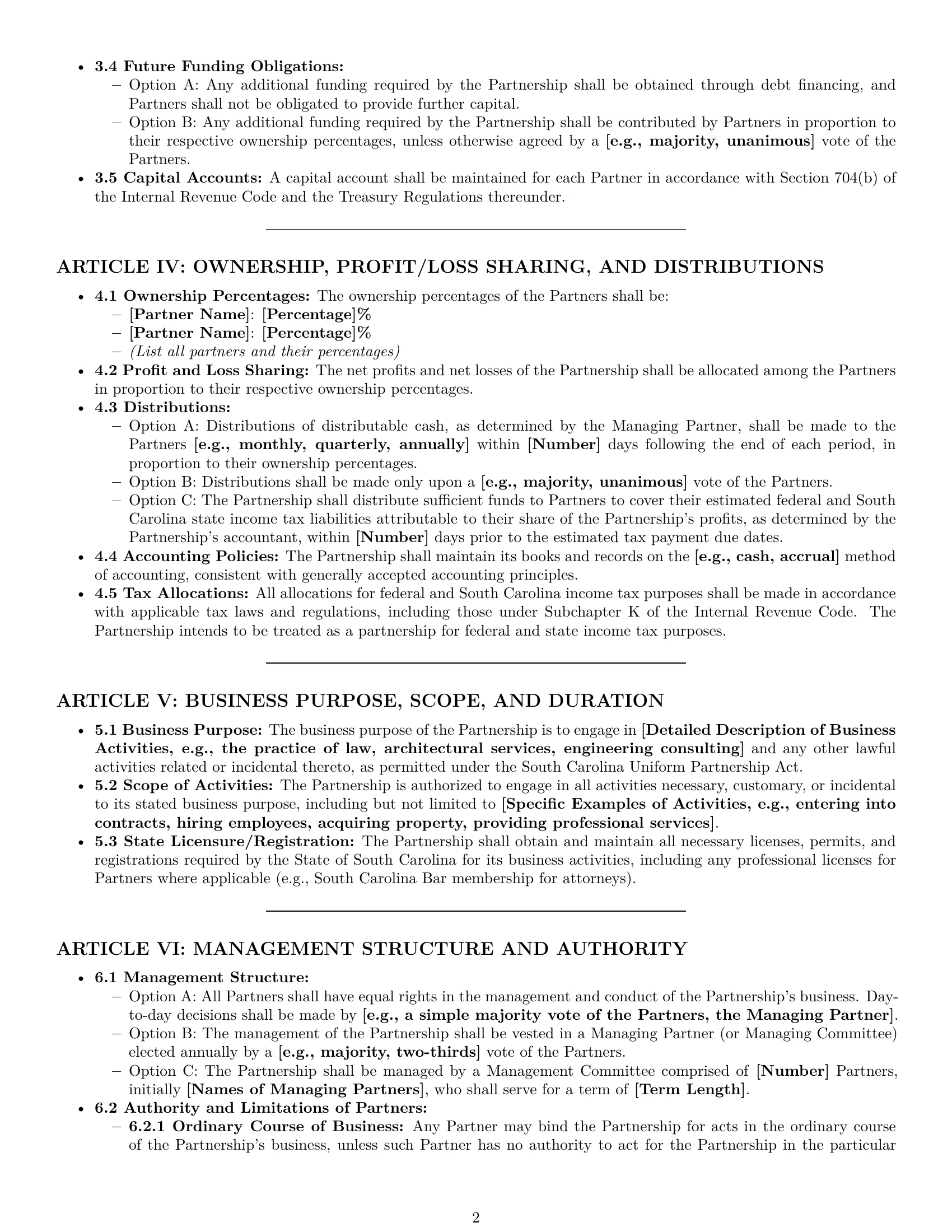 Preview page 2 of Pro South Carolina limited liability partnership agreement template