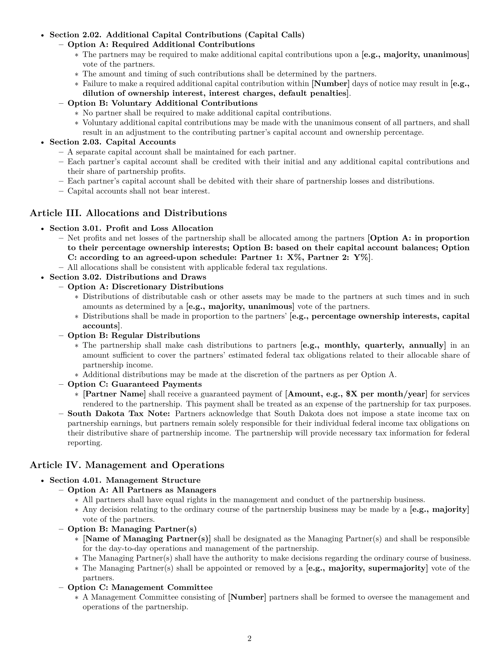 Preview page 2 of Pro South Dakota limited liability partnership agreement template