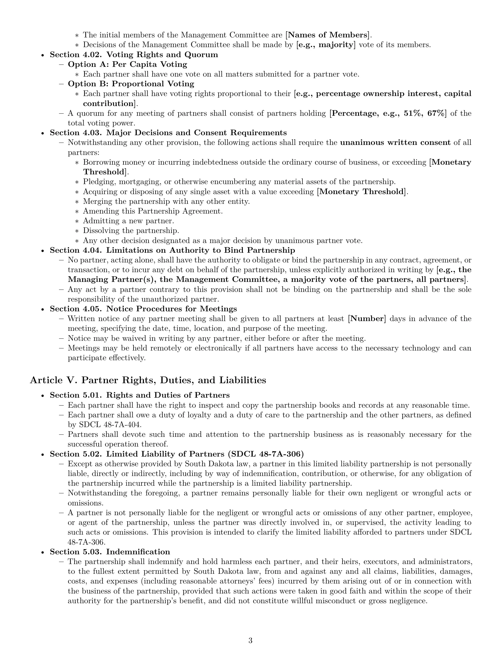 Preview page 3 of Pro South Dakota limited liability partnership agreement template