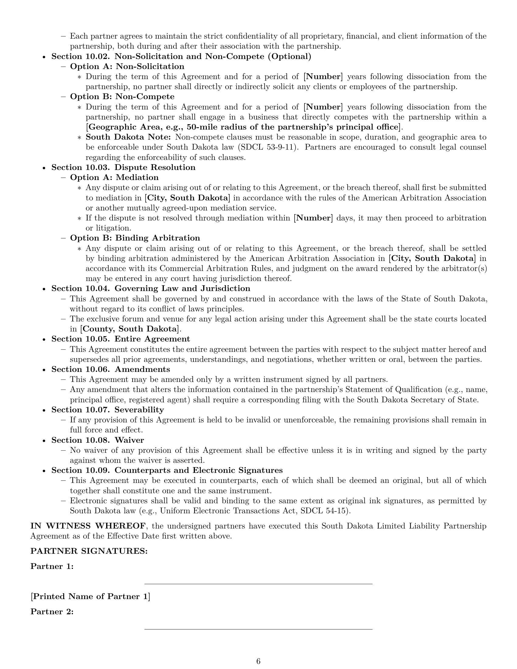 Preview page 6 of Pro South Dakota limited liability partnership agreement template