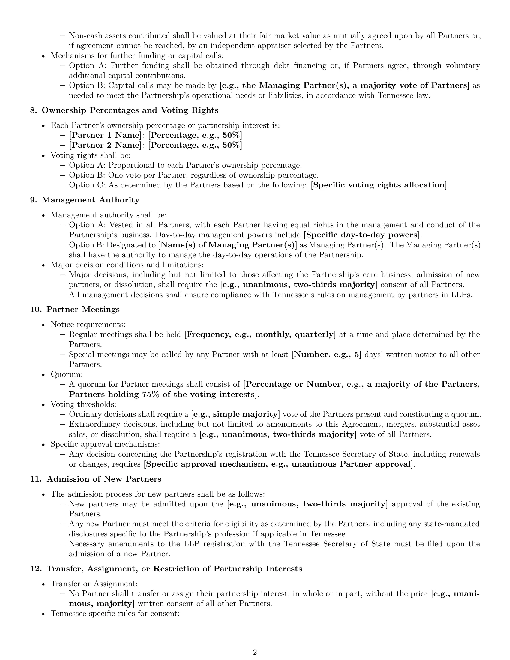 Preview page 2 of Pro Tennessee limited liability partnership agreement template