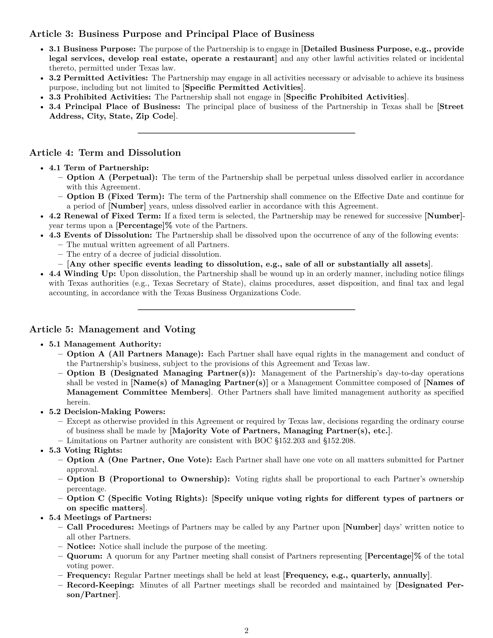 Preview page 2 of Pro Texas limited liability partnership agreement template