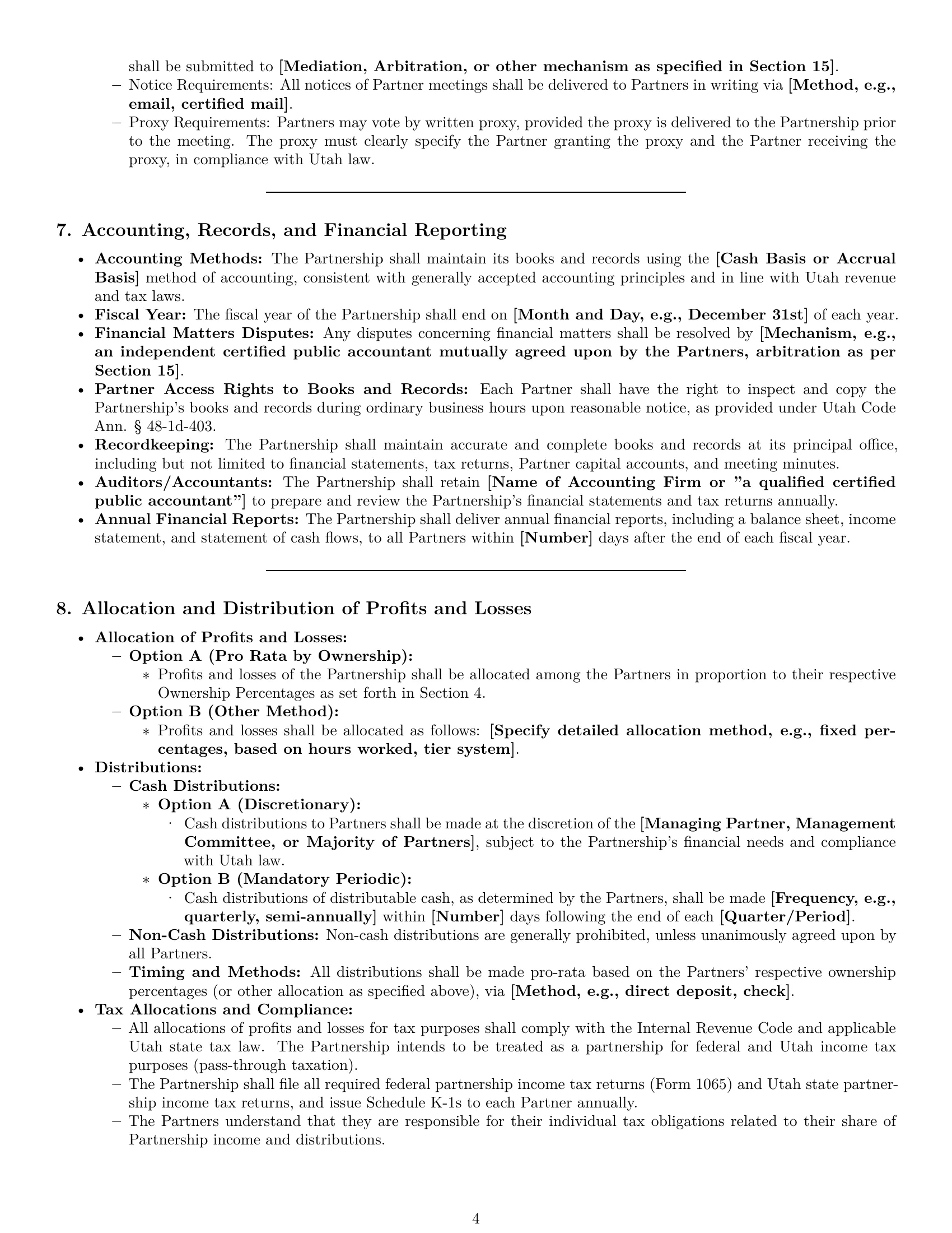 Preview page 4 of Pro Utah limited liability partnership agreement template