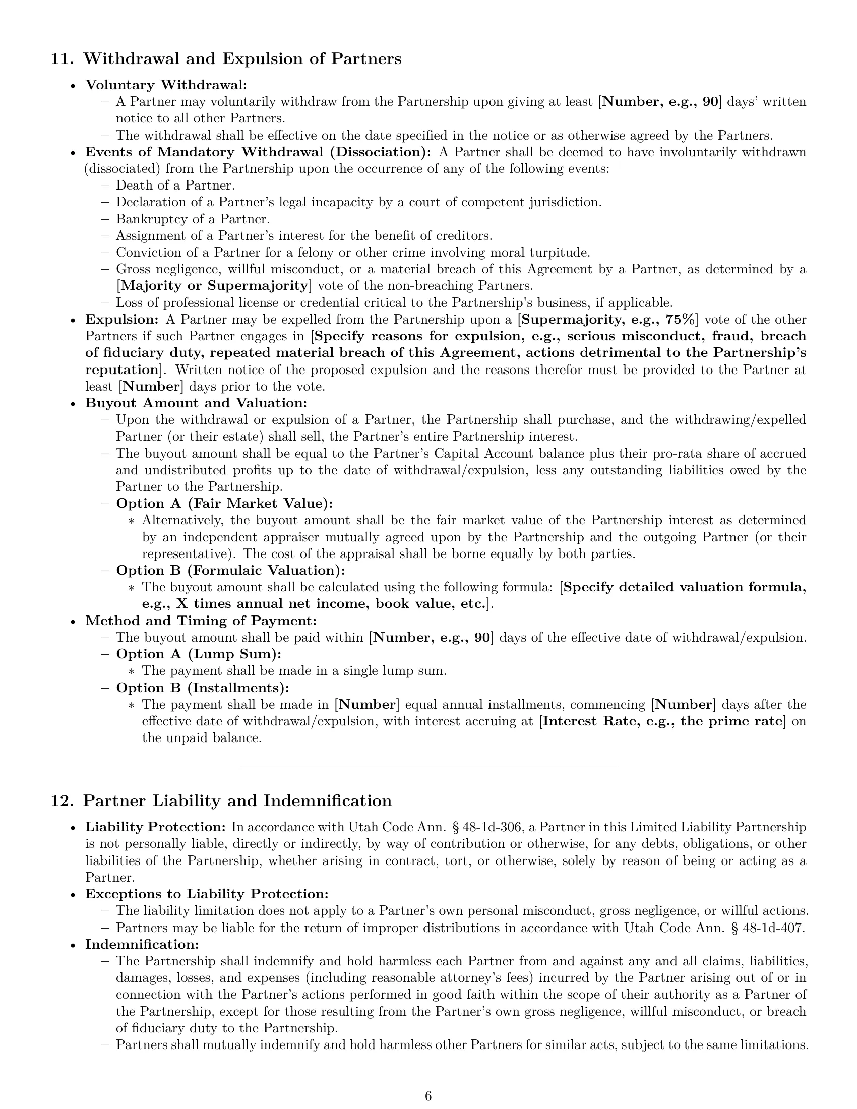 Preview page 6 of Pro Utah limited liability partnership agreement template