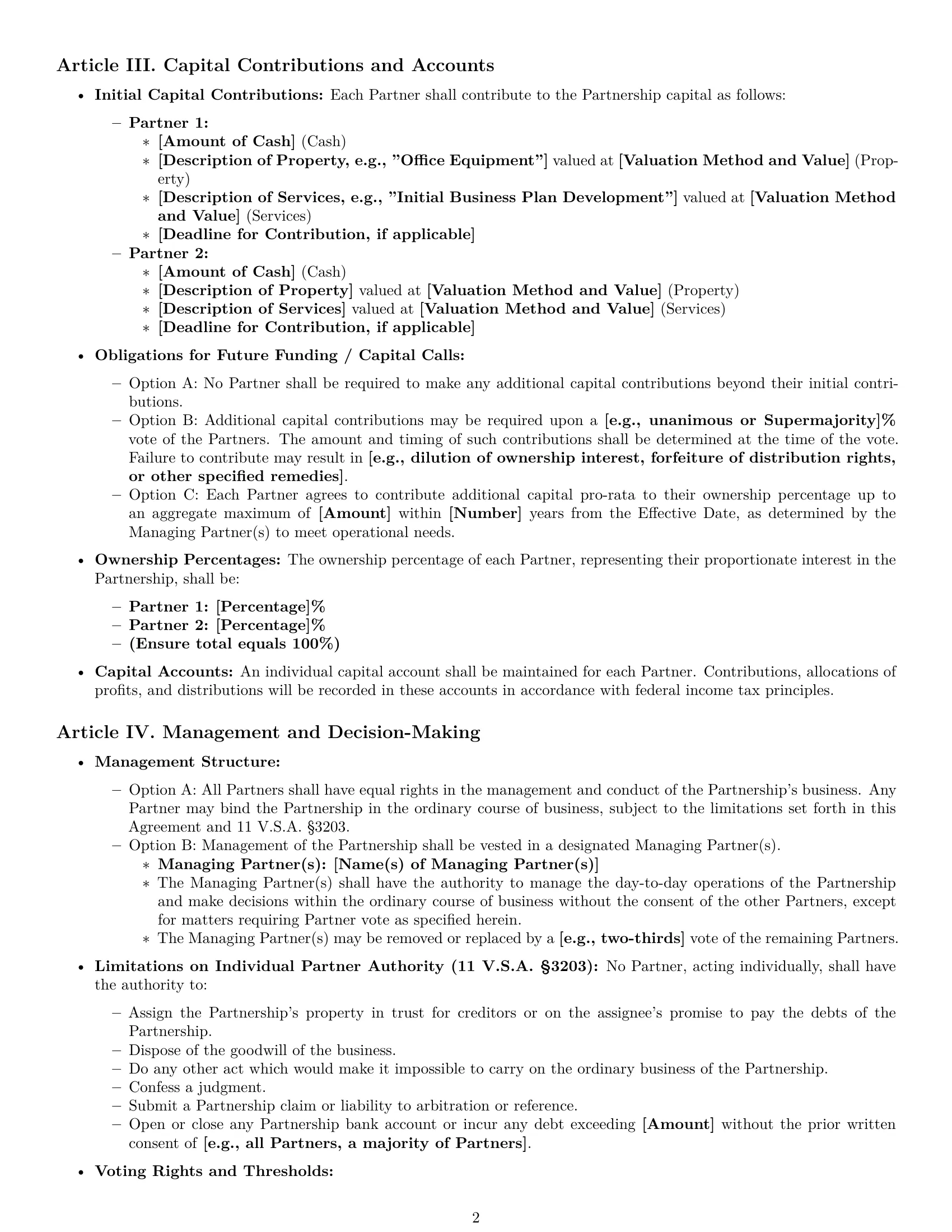 Preview page 2 of Pro Vermont limited liability partnership agreement template