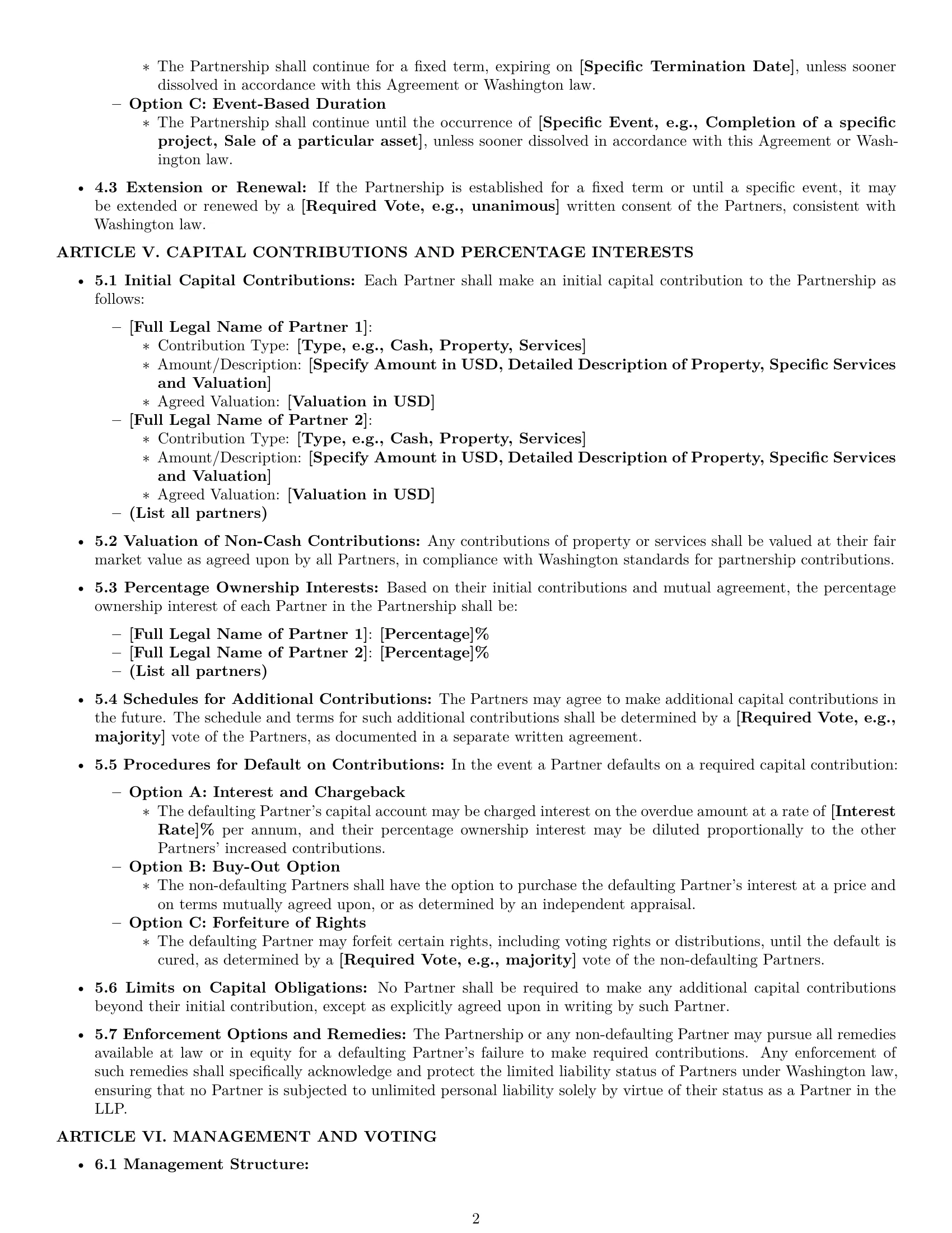Preview page 2 of Pro Washington limited liability partnership agreement template