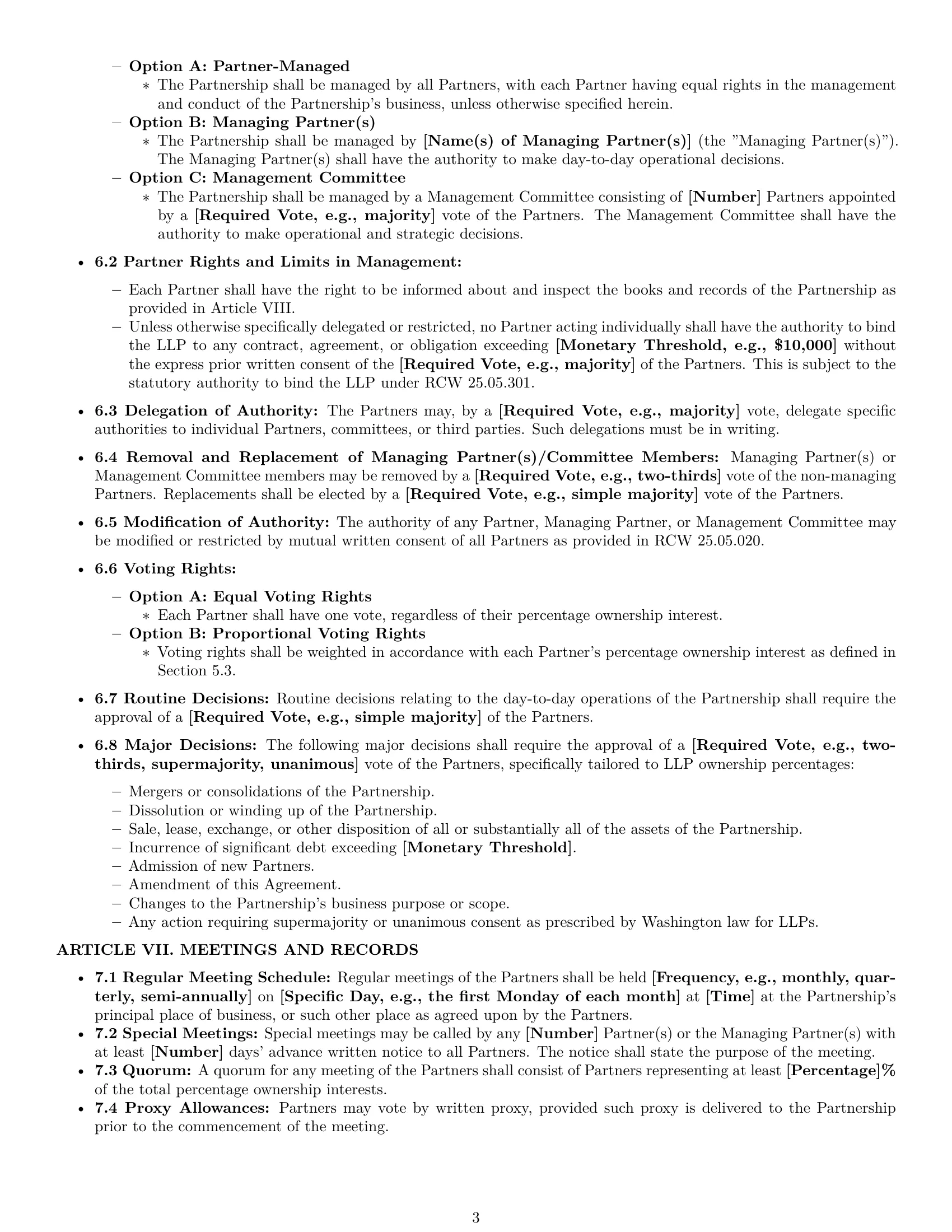 Preview page 3 of Pro Washington limited liability partnership agreement template