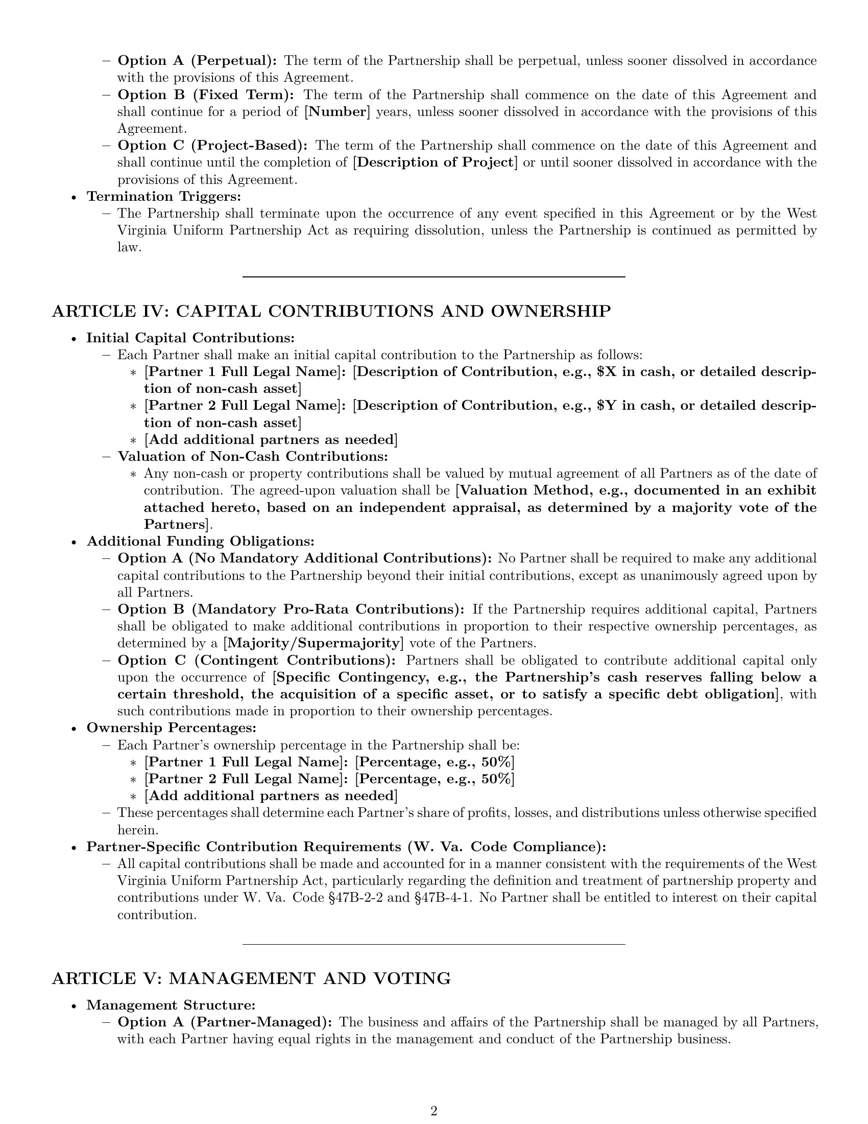 Preview page 2 of Pro West Virginia limited liability partnership agreement template