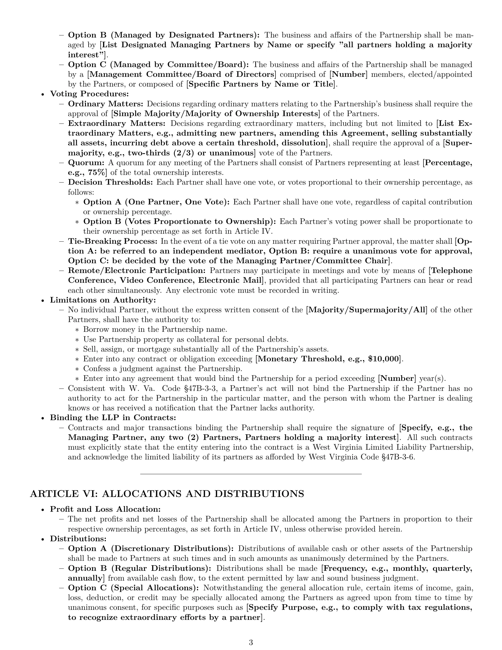 Preview page 3 of Pro West Virginia limited liability partnership agreement template