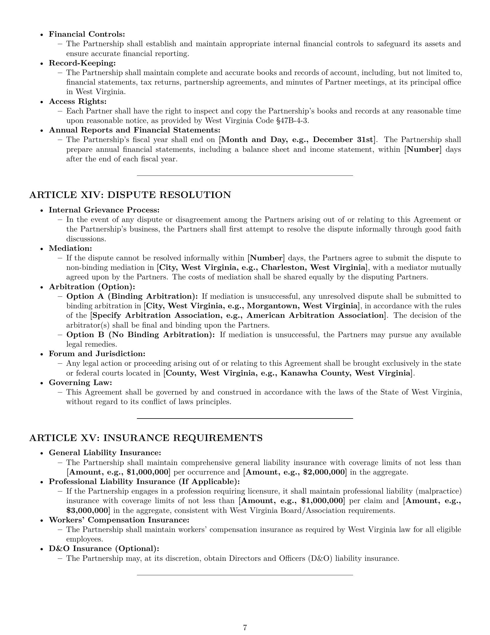 Preview page 7 of Pro West Virginia limited liability partnership agreement template