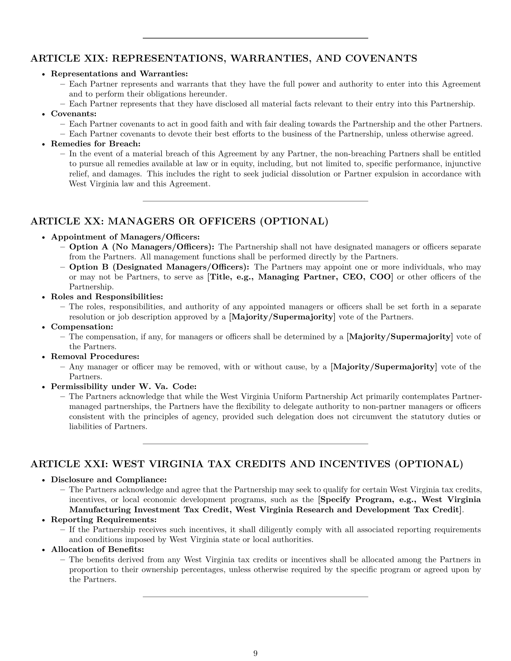Preview page 9 of Pro West Virginia limited liability partnership agreement template