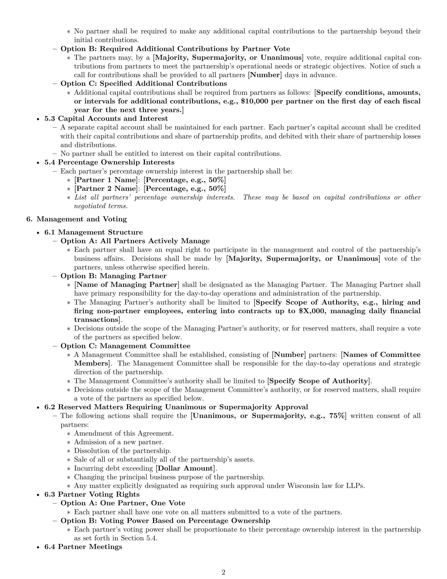 Preview page 2 of Pro Wisconsin limited liability partnership agreement template