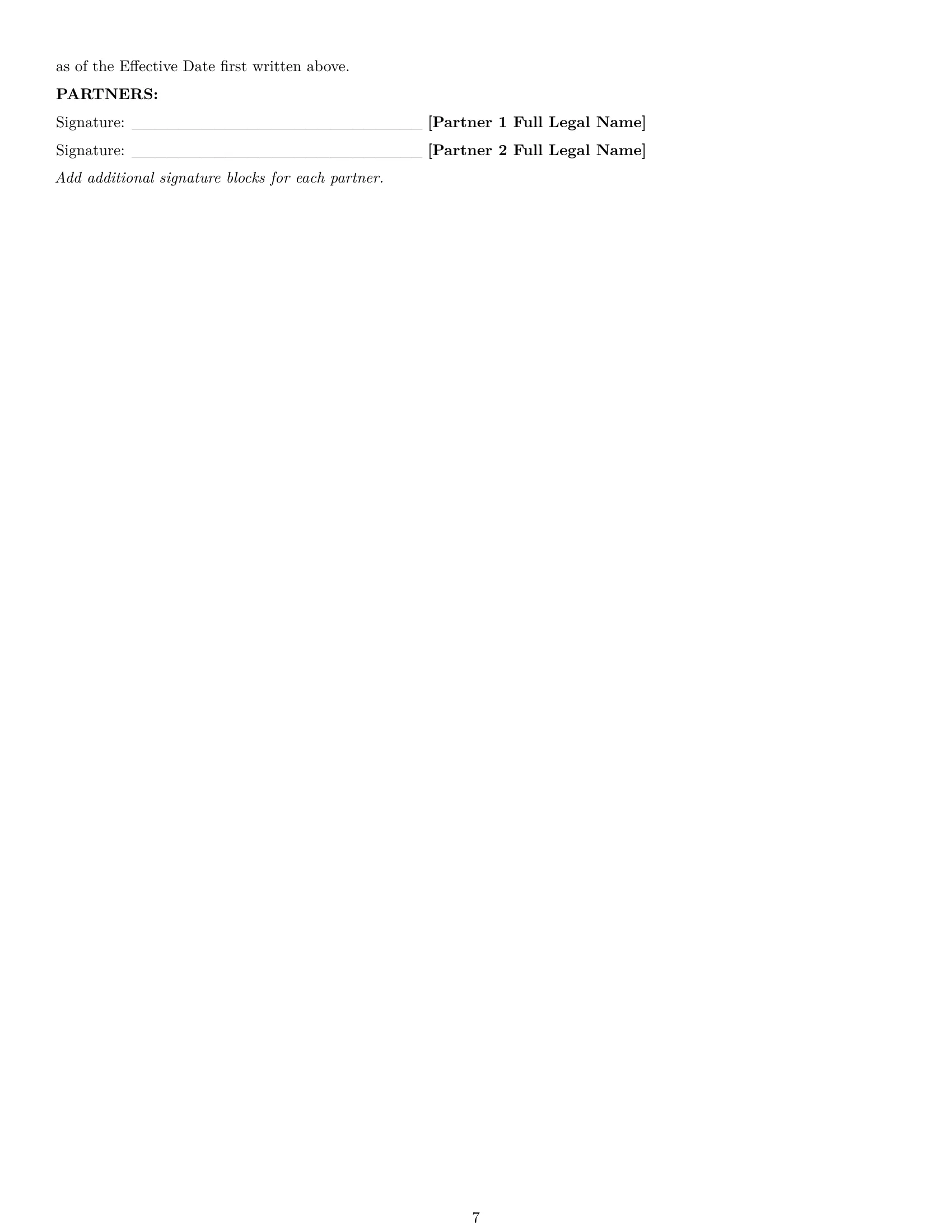 Preview page 7 of Pro Wisconsin limited liability partnership agreement template