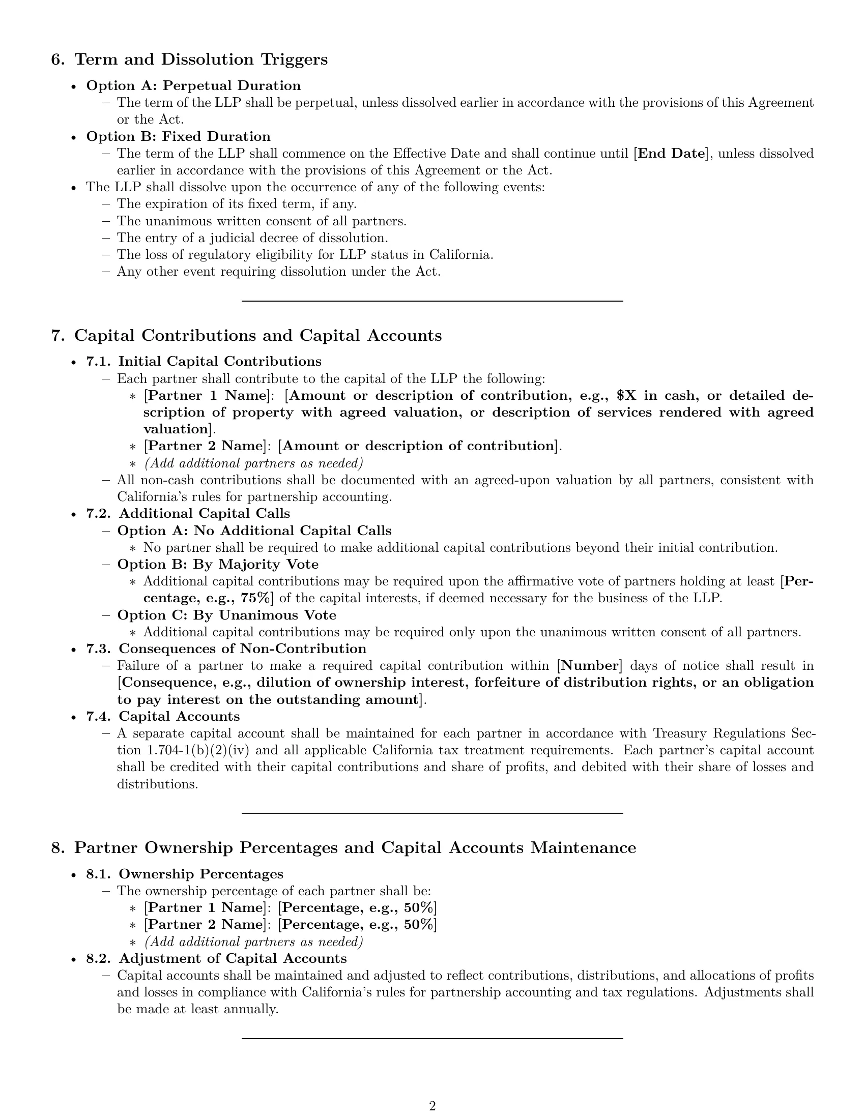 Preview page 2 of Pro California limited liability partnership agreement template