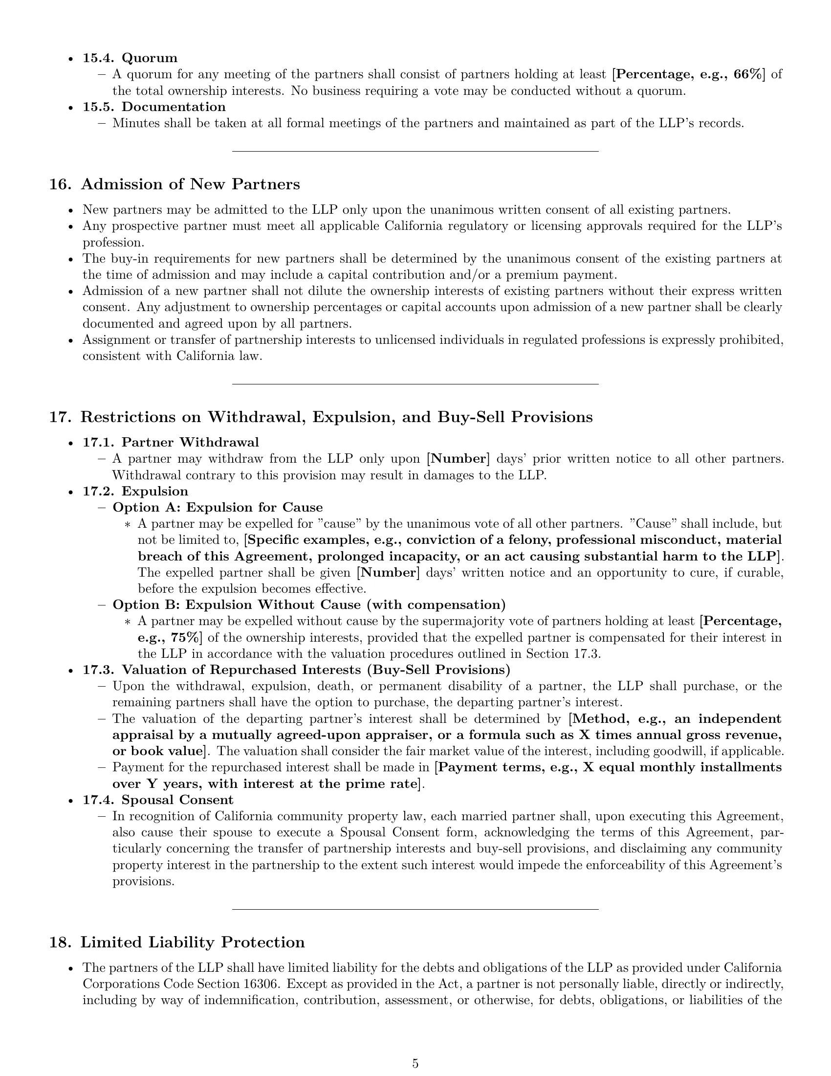 Preview page 5 of Pro California limited liability partnership agreement template