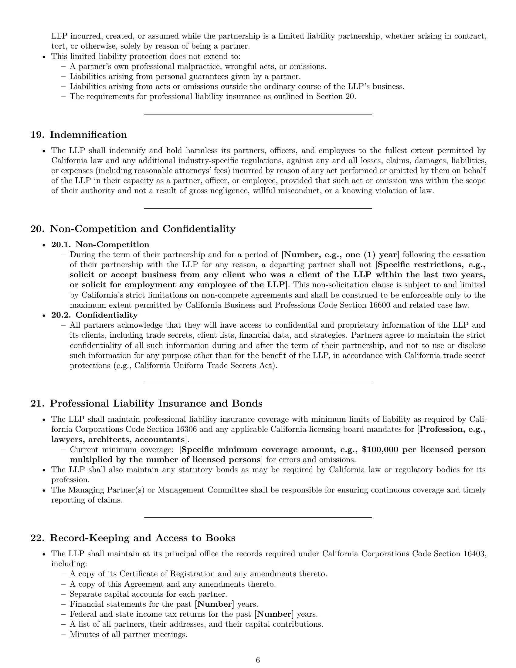 Preview page 6 of Pro California limited liability partnership agreement template