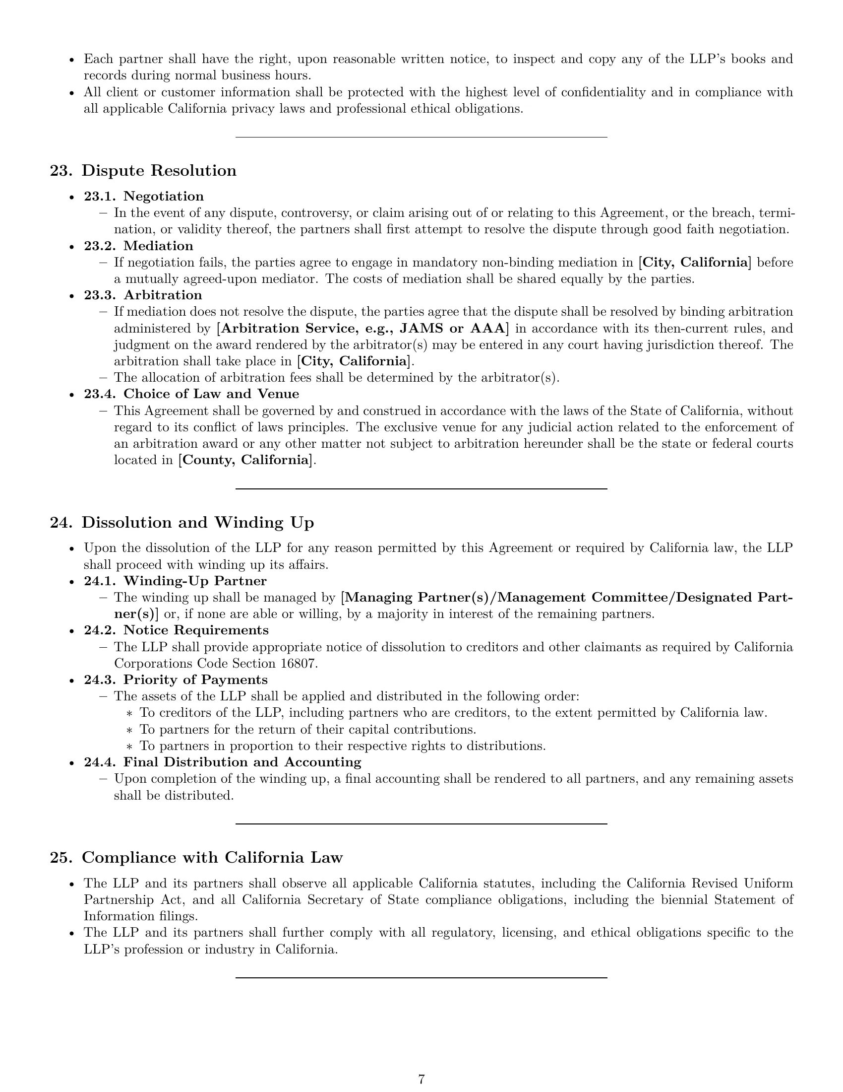 Preview page 7 of Pro California limited liability partnership agreement template