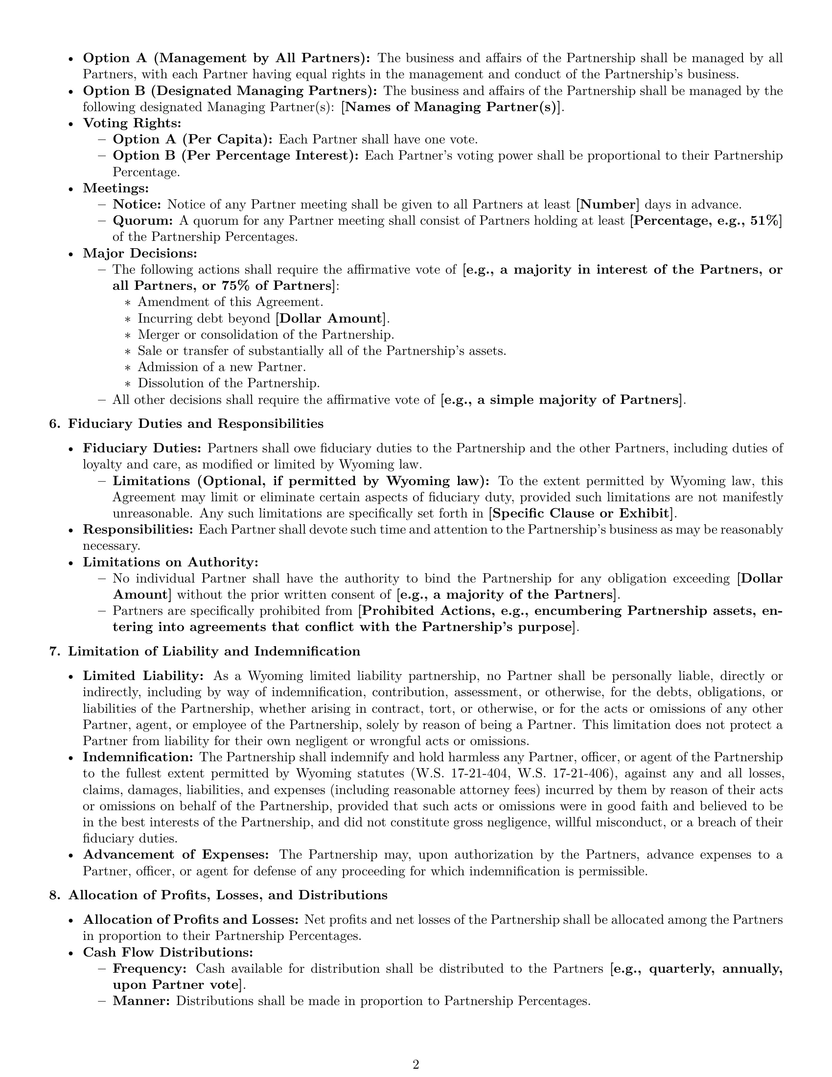Preview page 2 of Pro Wyoming limited liability partnership agreement template