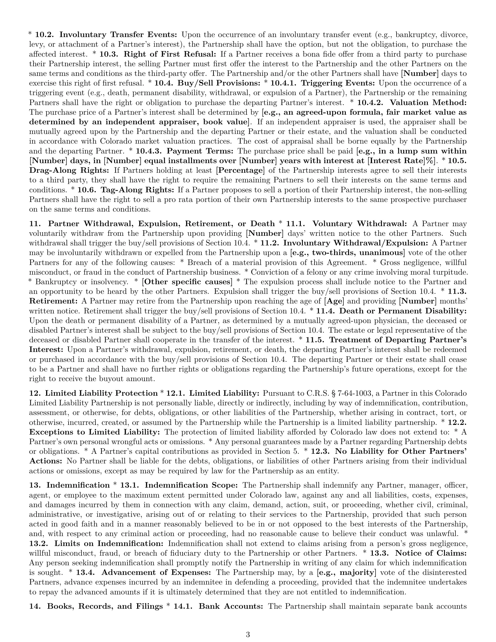 Preview page 3 of Pro Colorado limited liability partnership agreement template