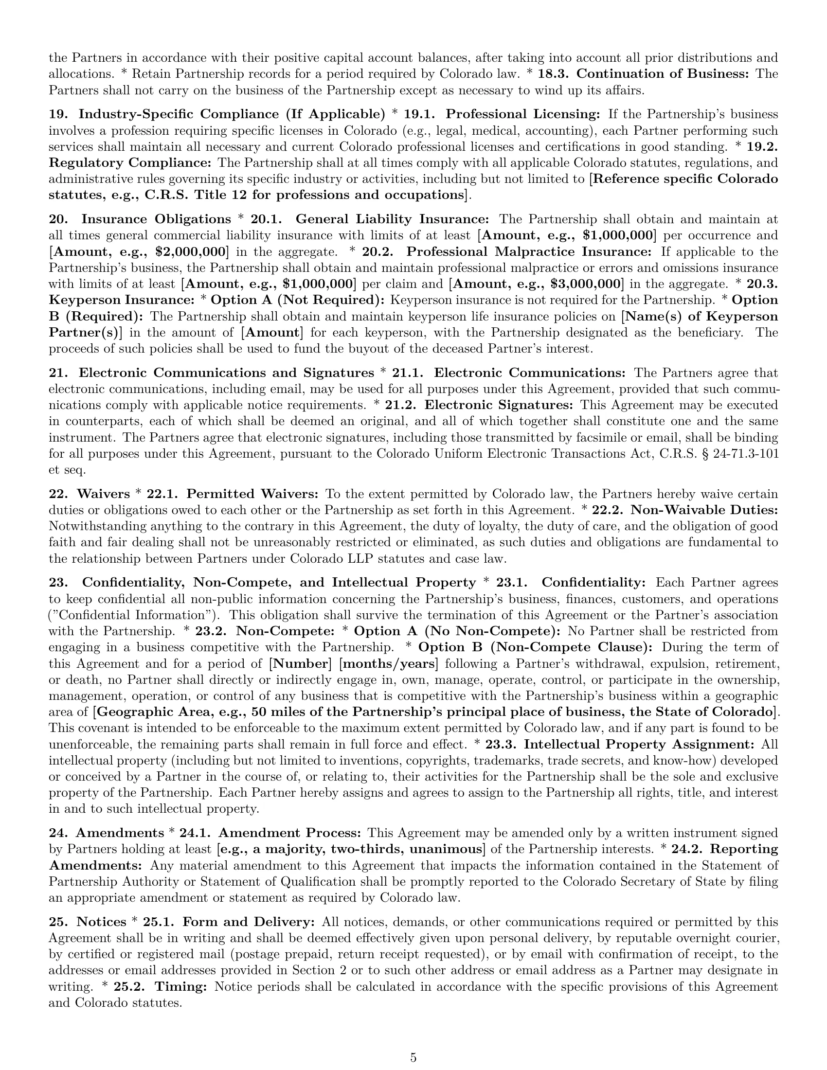 Preview page 5 of Pro Colorado limited liability partnership agreement template