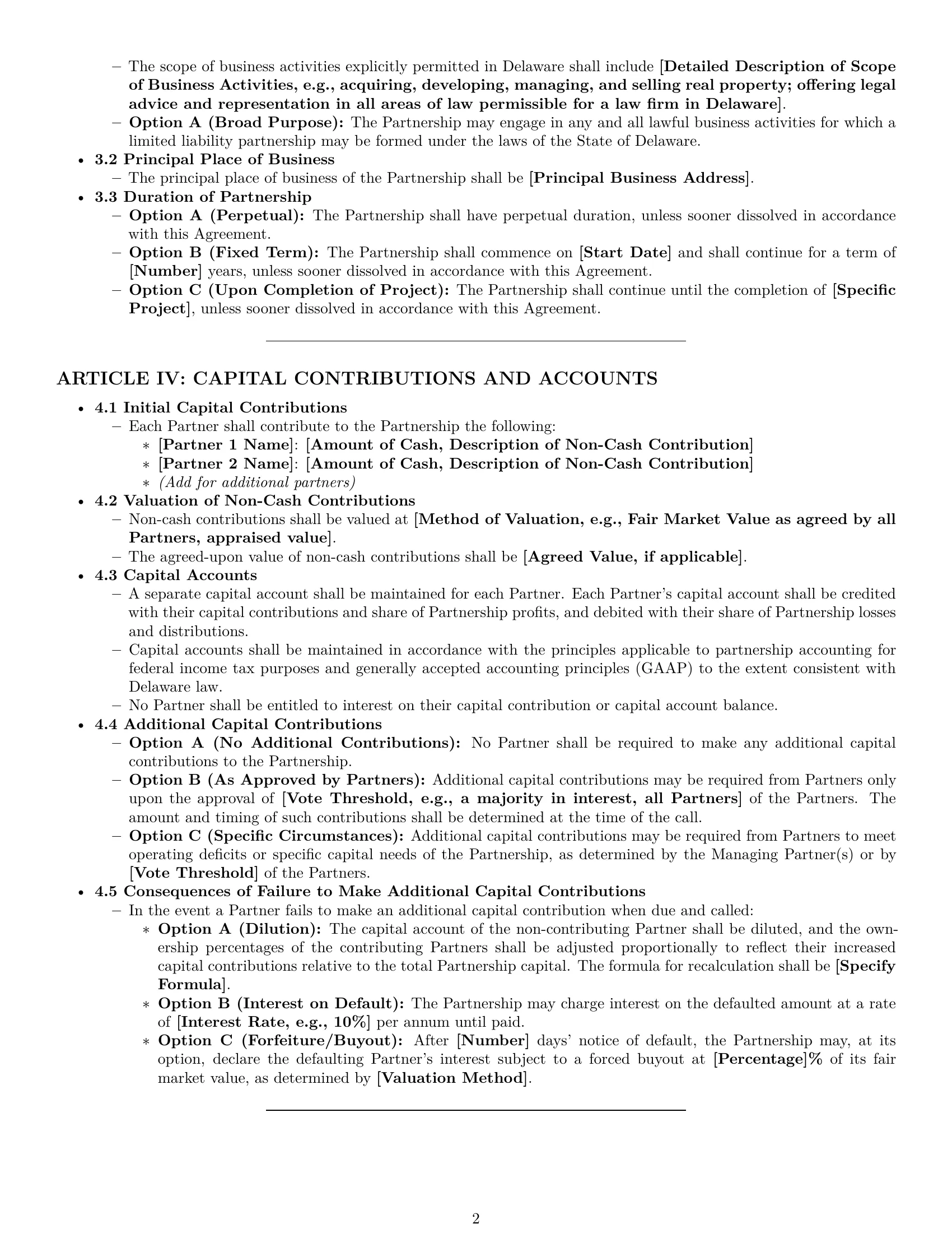 Preview page 2 of Pro Delaware limited liability partnership agreement template