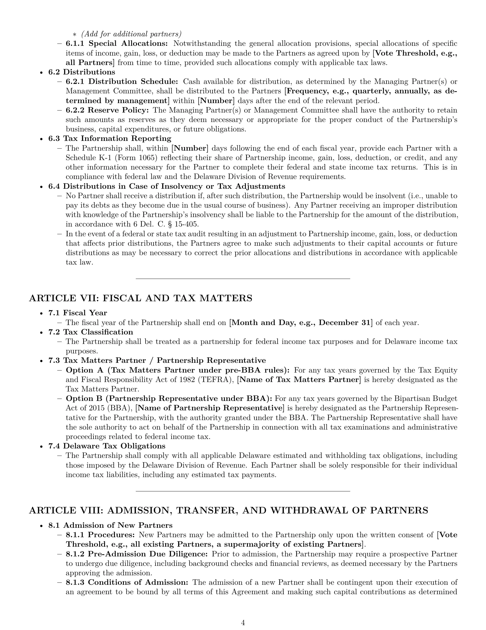 Preview page 4 of Pro Delaware limited liability partnership agreement template