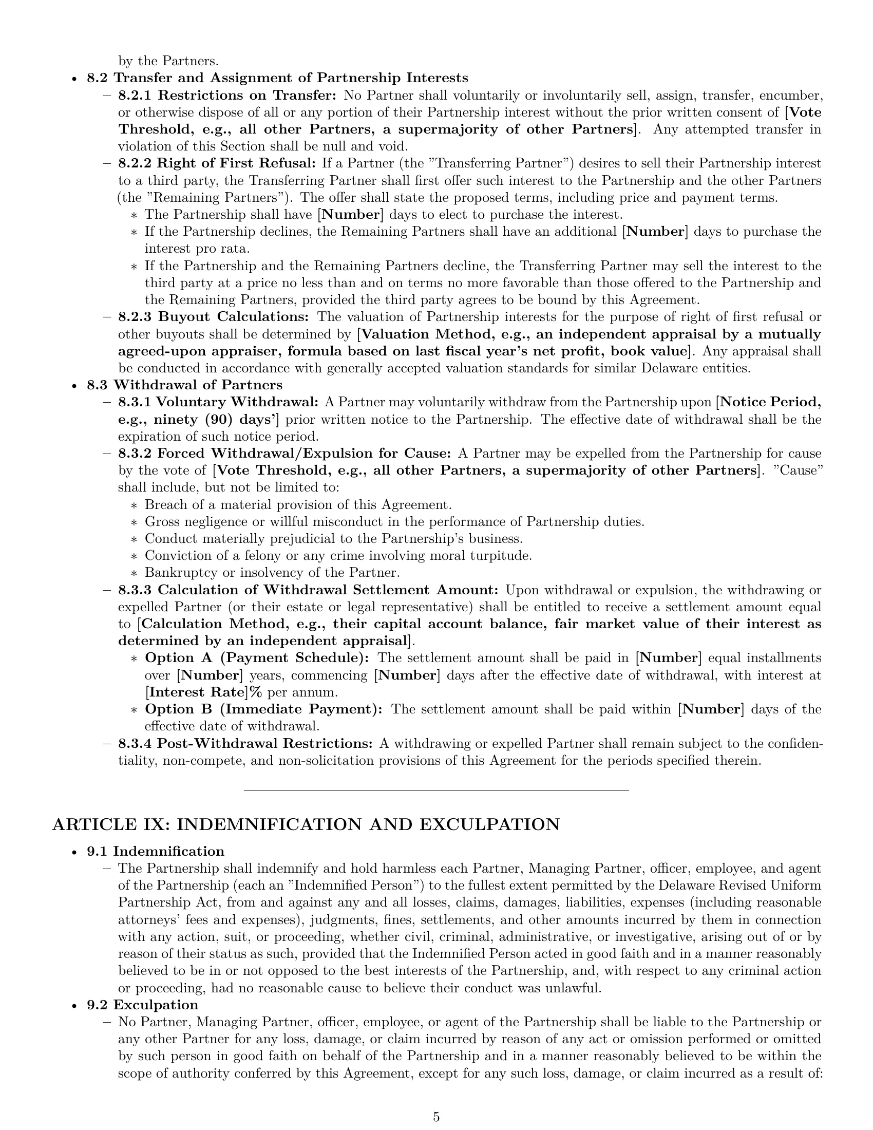 Preview page 5 of Pro Delaware limited liability partnership agreement template